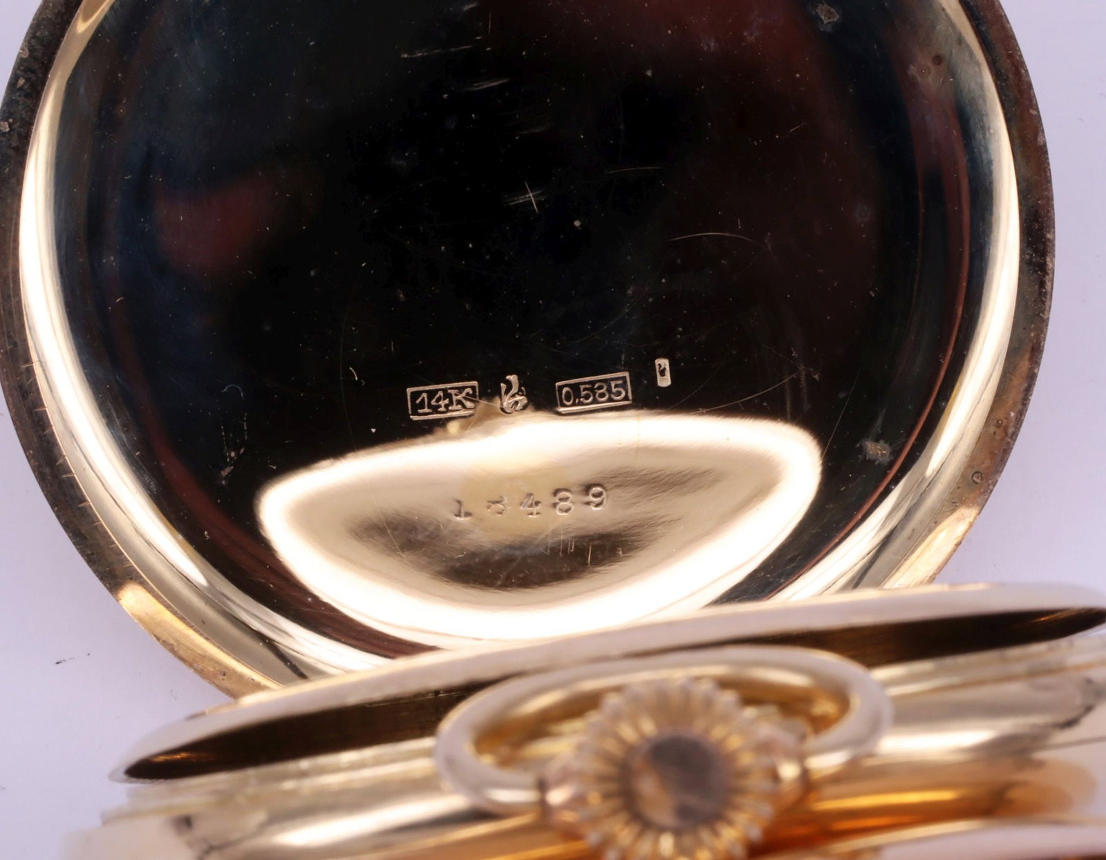 2 large pocket watches with spring-loaded lids, 14ct - 7