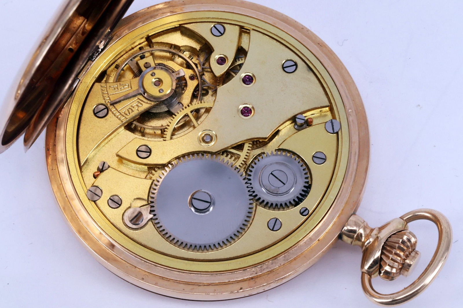 2 large pocket watches with spring-loaded lids, 14ct - 9