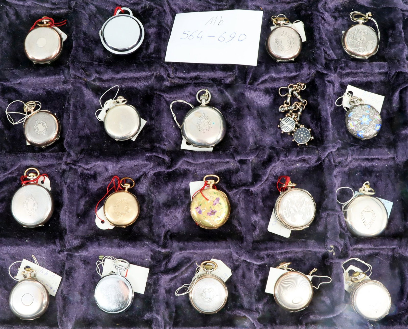 18 pocket watches, tailcoat watches, 2 in 14 ct gold - 4