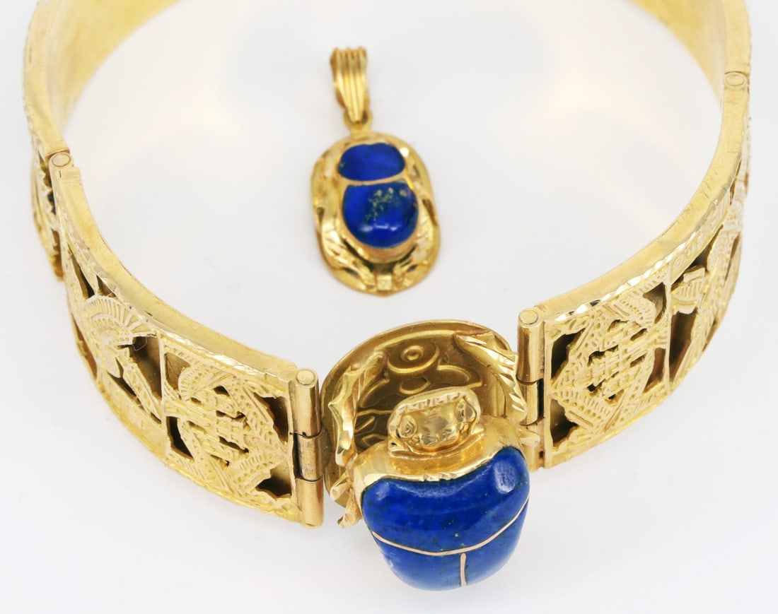 Bangle and pendant with a scarab - 6