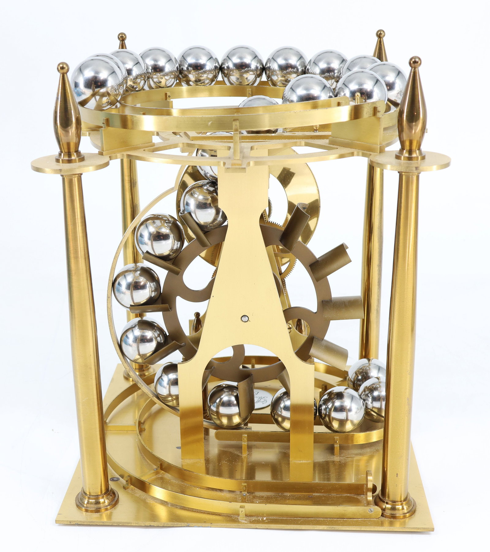 Spheroid weight clock with balls and glass dome - 4