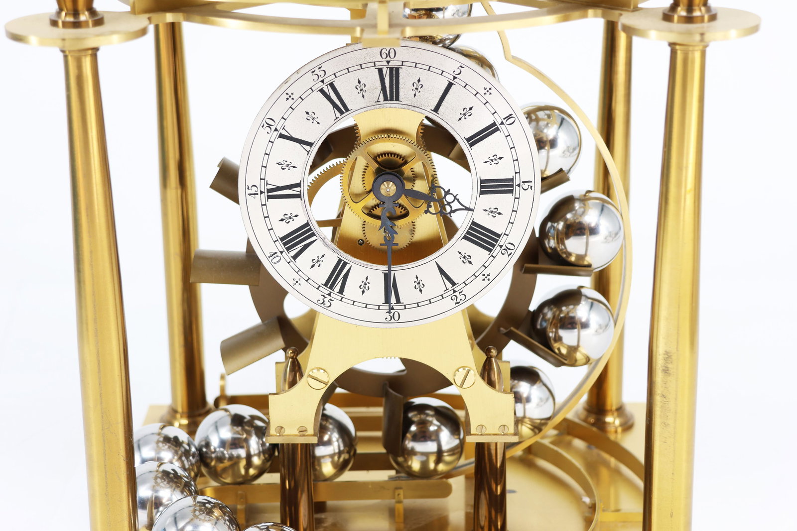 Spheroid weight clock with balls and glass dome - 5