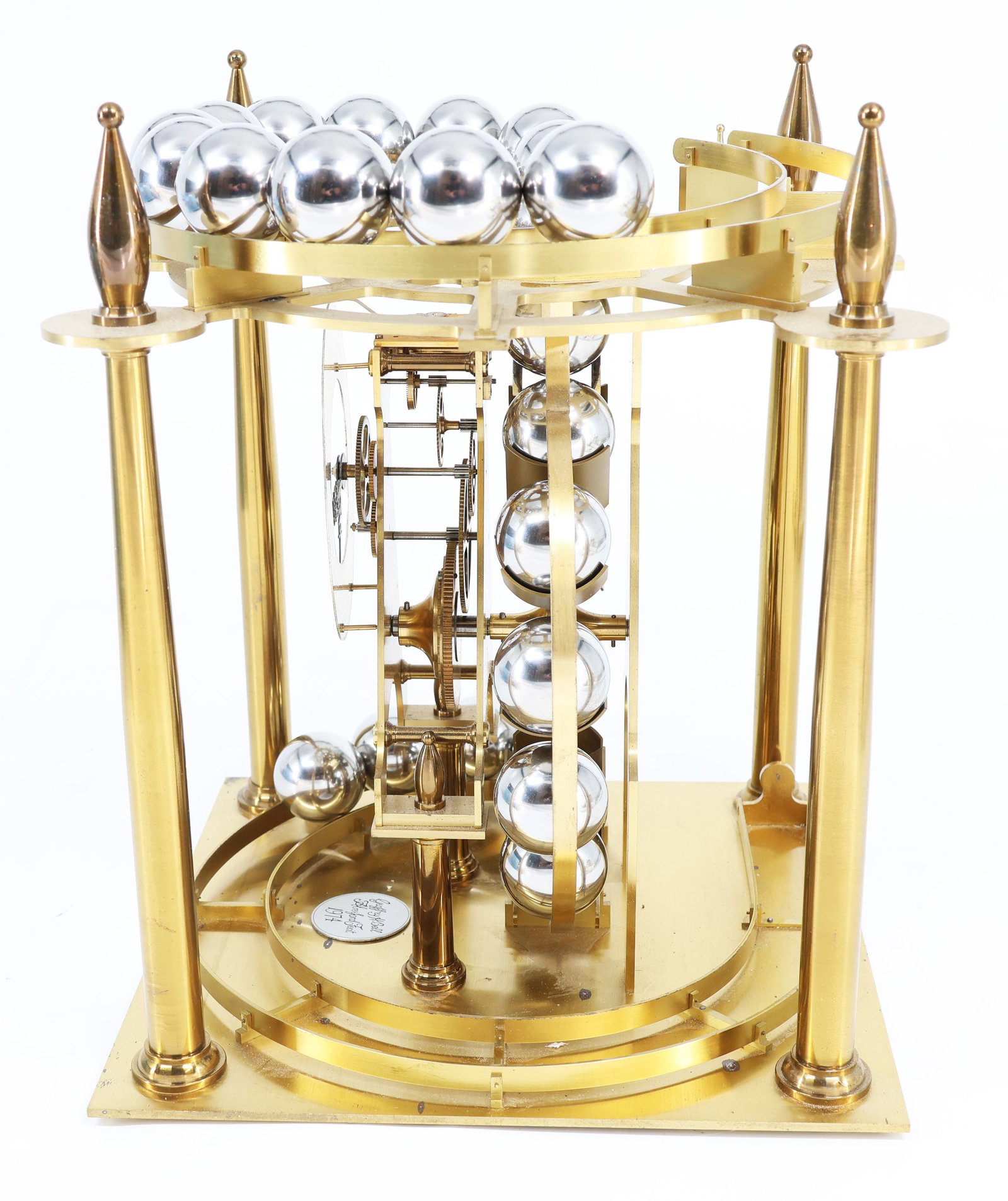 Spheroid weight clock with balls and glass dome - 6