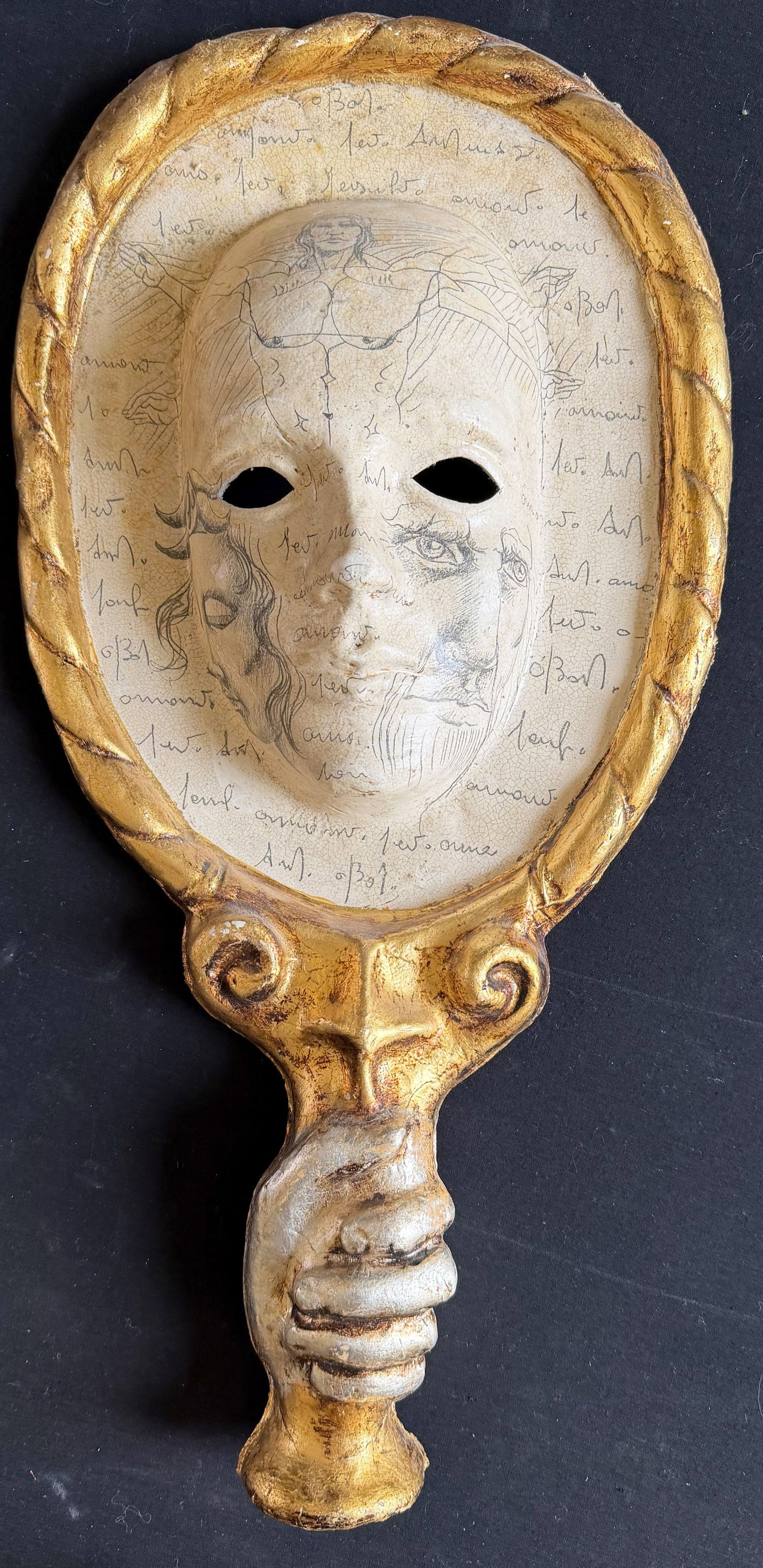 Four Venetian masks, Carnival, papier-mâché, - 10