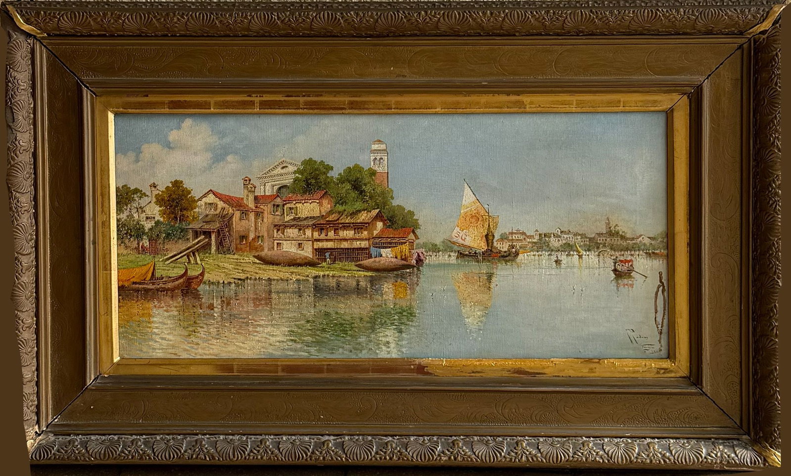 Venice / Venezia. Signed, oil on canvas, 35 x 77 cm (framed 63 x 100 cm) - 5