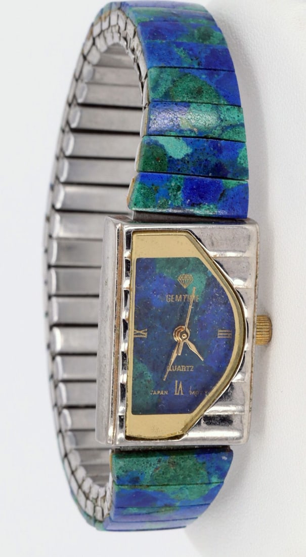Lapis lazuli women's wristwatch and two chains - 2