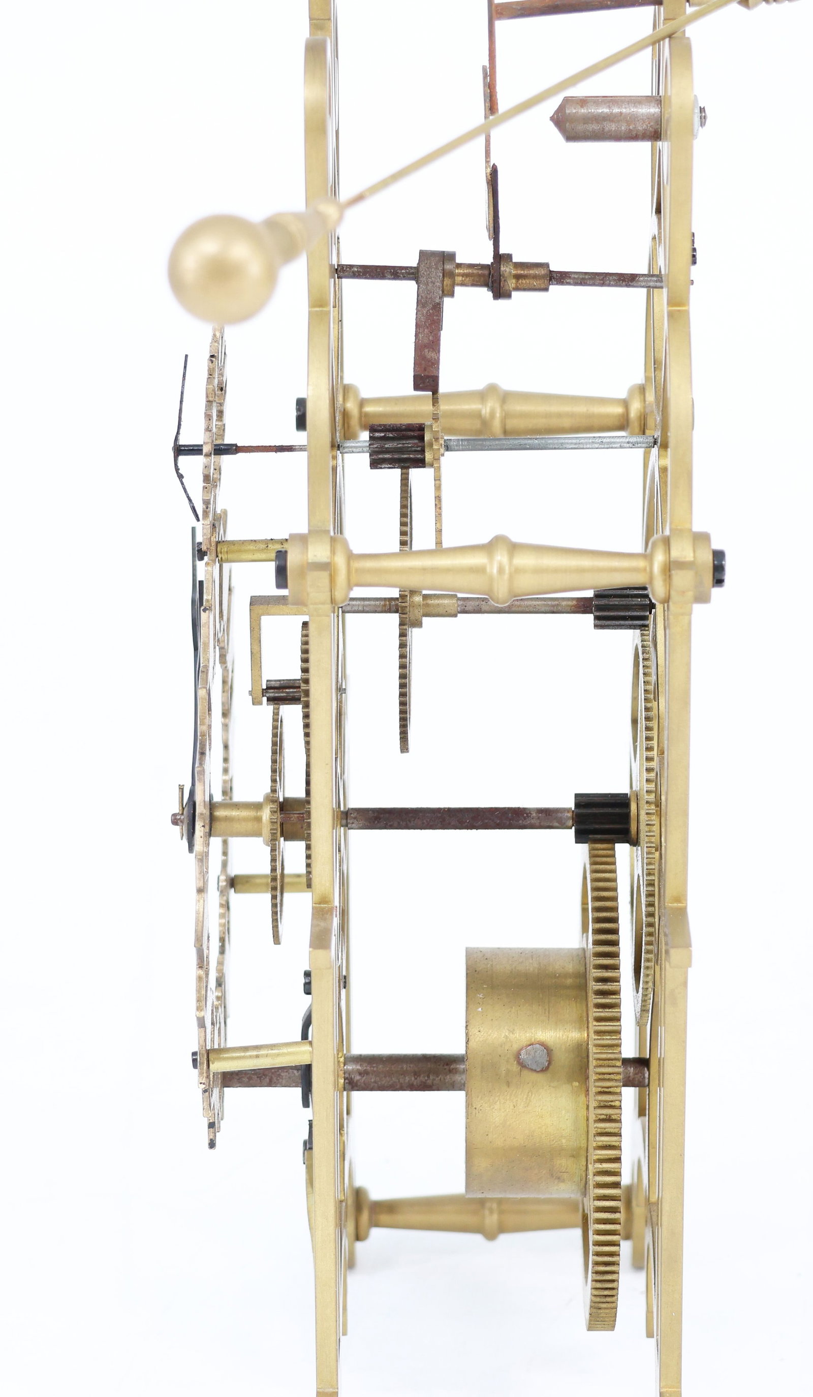 Three skeleton clocks with a tower-like design, brass - 3