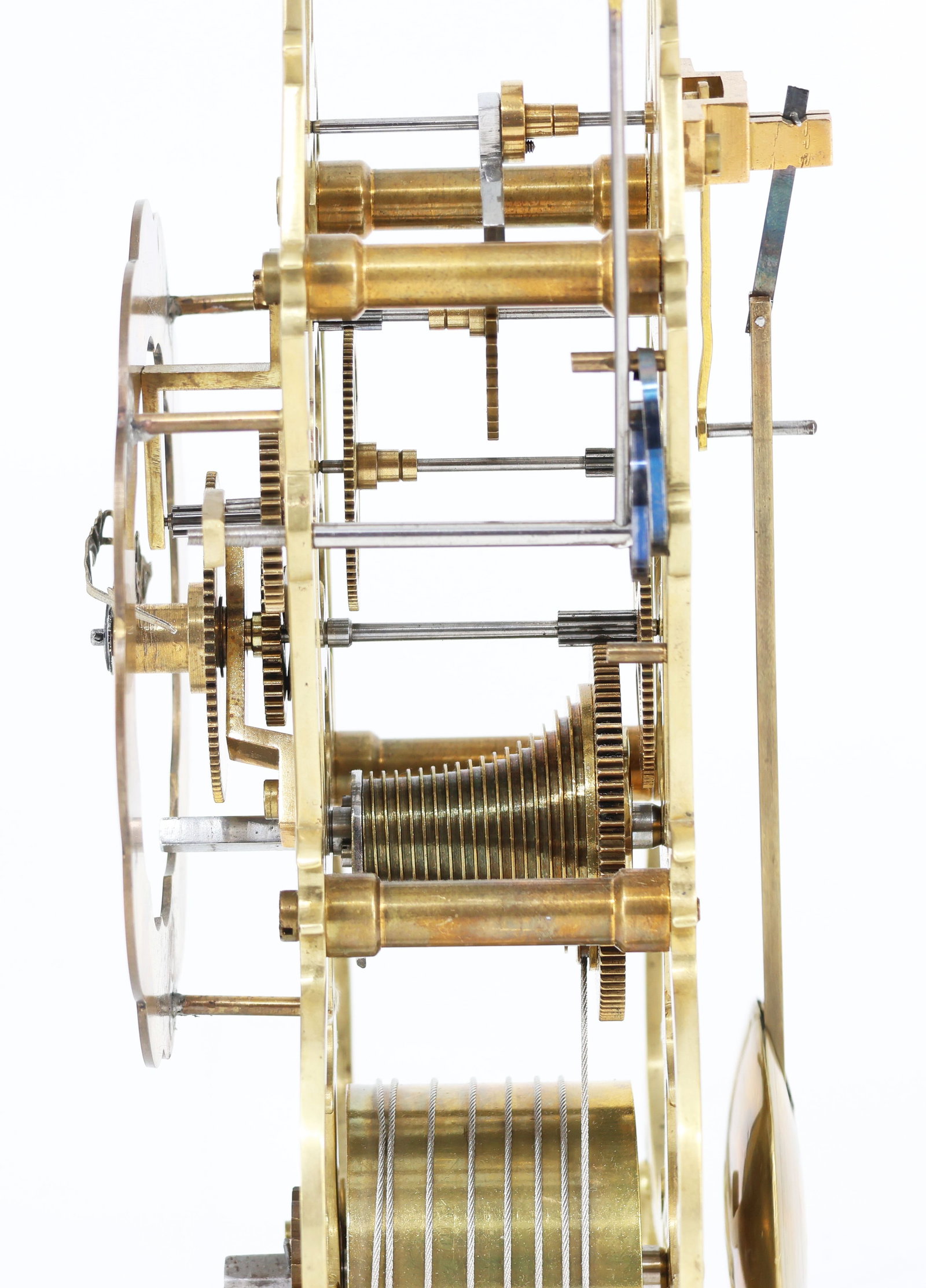 Three skeleton clocks with a tower-like design, brass - 4