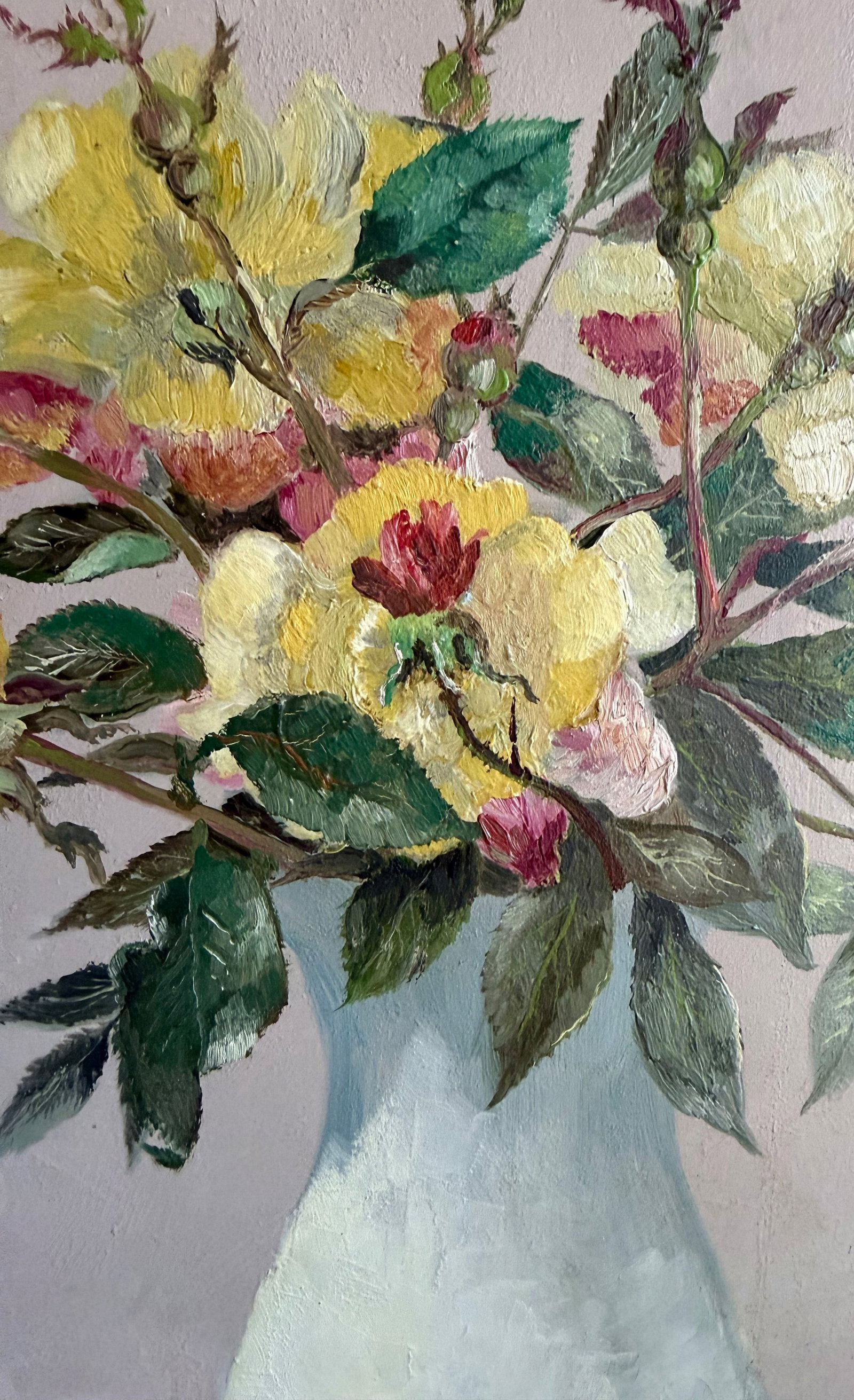 Unknown artist, floral still life with yellow roses, - 3