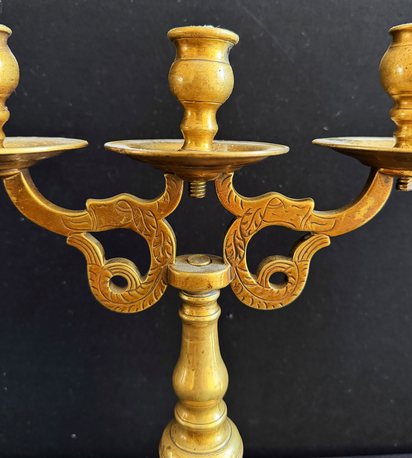 7 altar candlesticks or castle candlesticks, brass, - 10