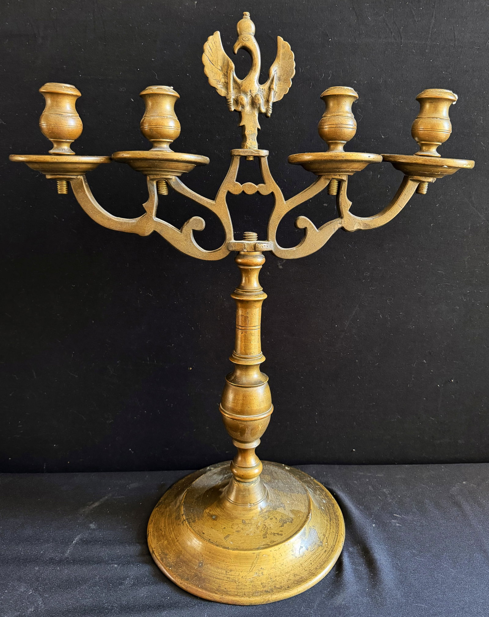 7 altar candlesticks or castle candlesticks, brass, - 2