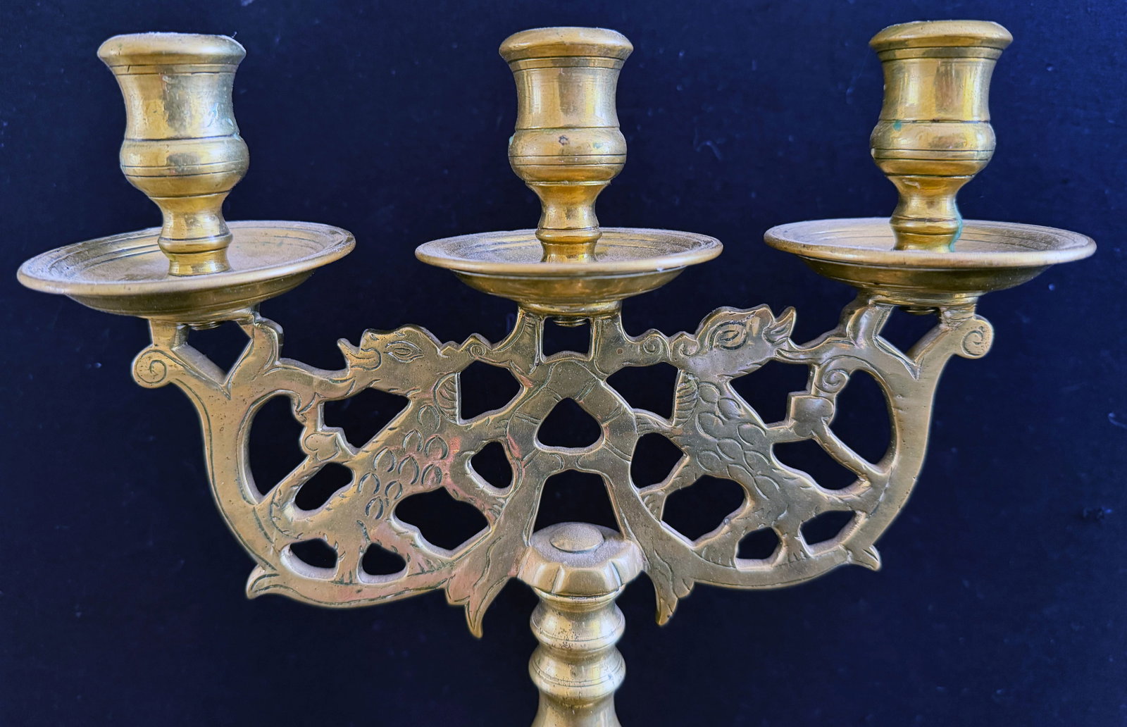 7 altar candlesticks or castle candlesticks, brass, - 8