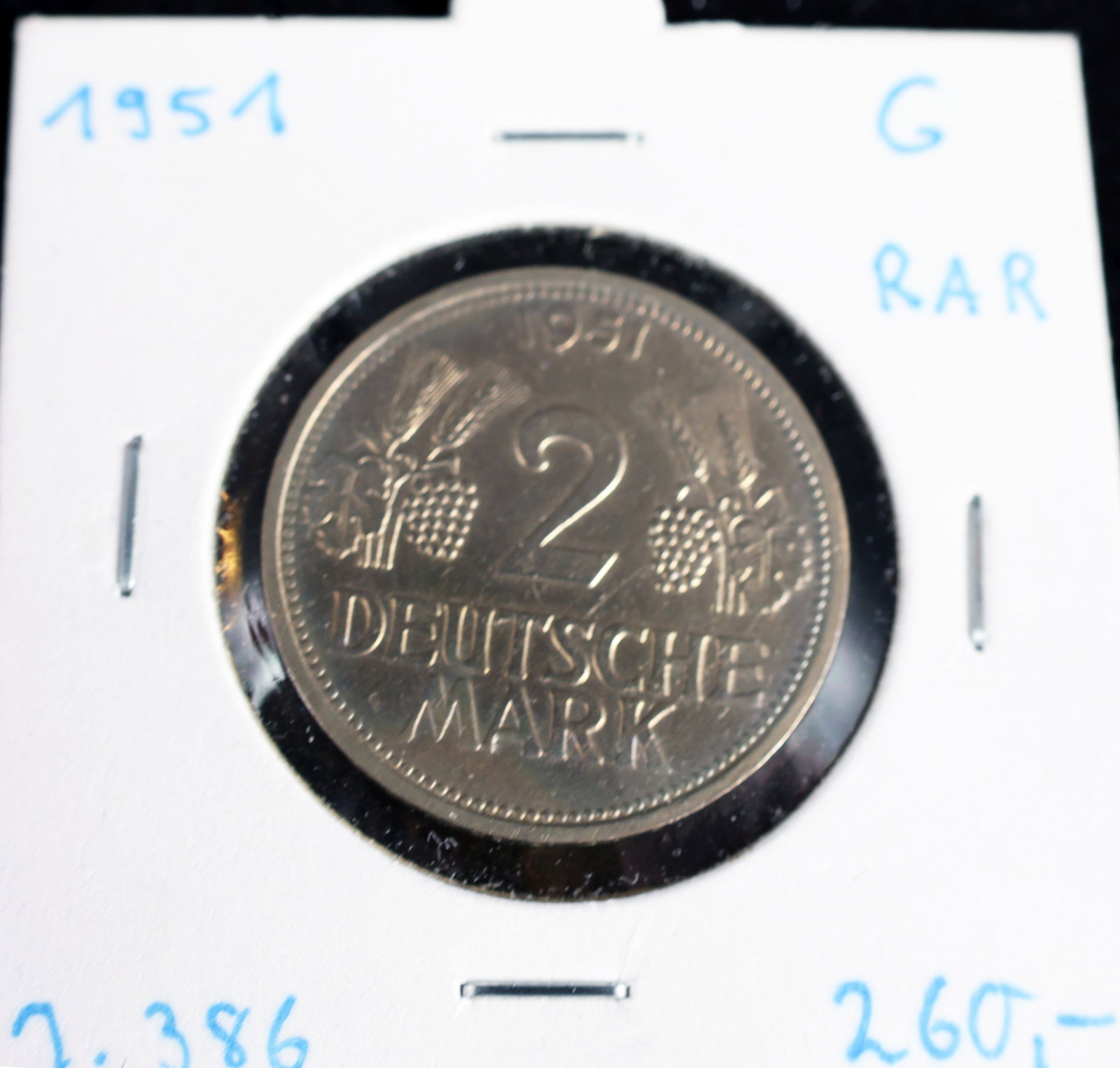 2 German marks 1951, mint mark G - 12