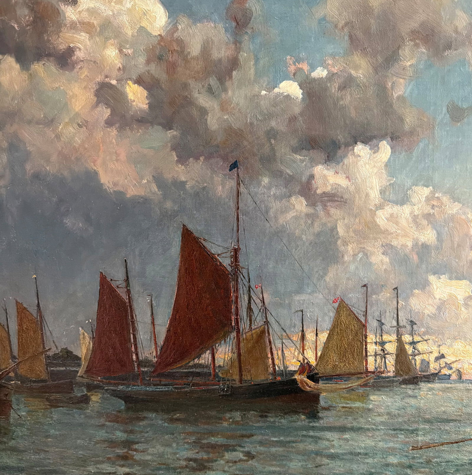 Henry ENFIELD, Ships and Boats Near a Cloudy Coast - 2