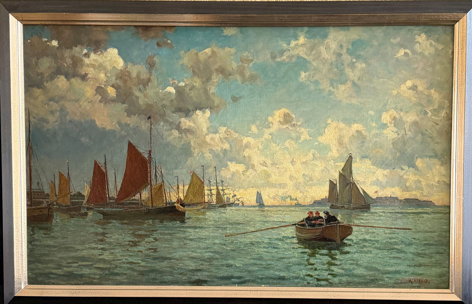 Henry ENFIELD, Ships and Boats Near a Cloudy Coast - 4