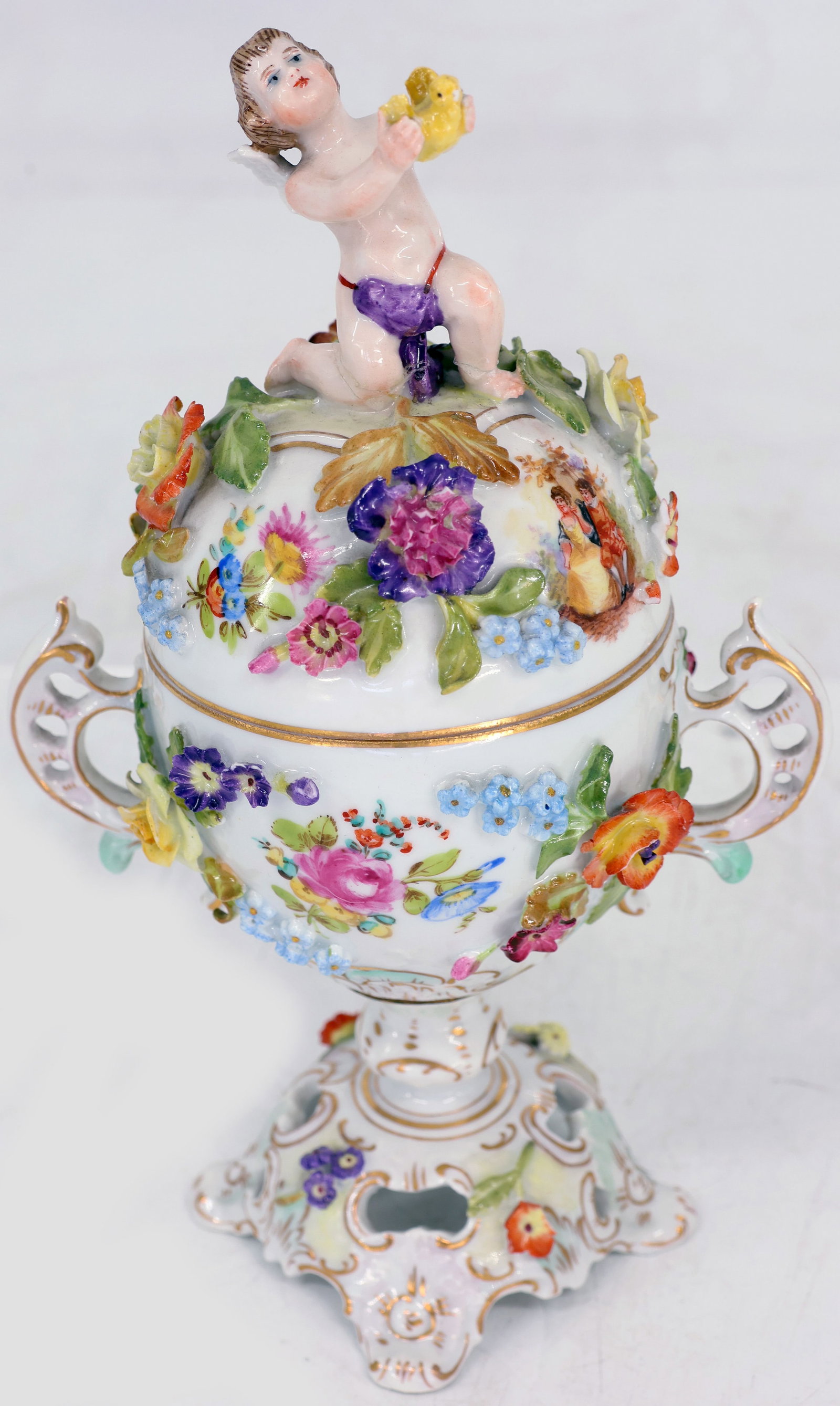 Large porcelain set: oval dish with brass mount, - 8