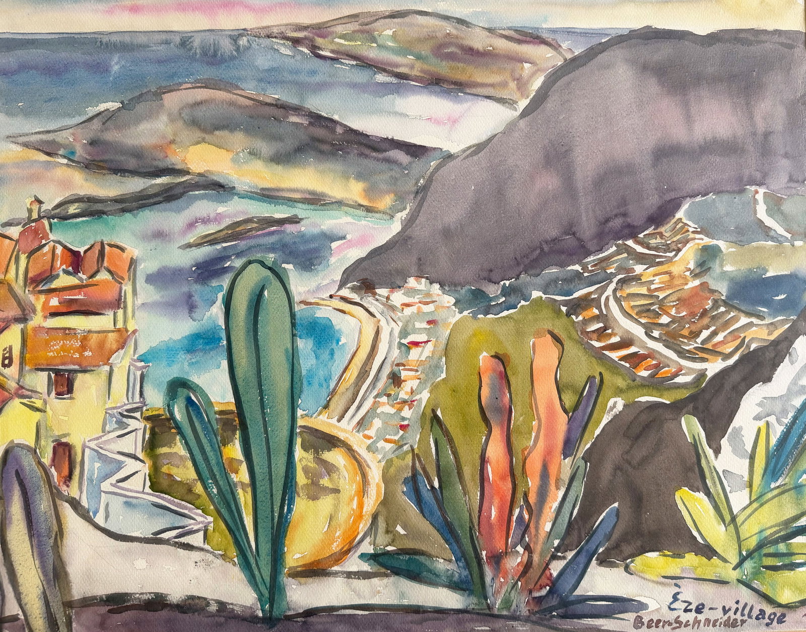 2 paintings, signs of age: Beerschneider, - 2