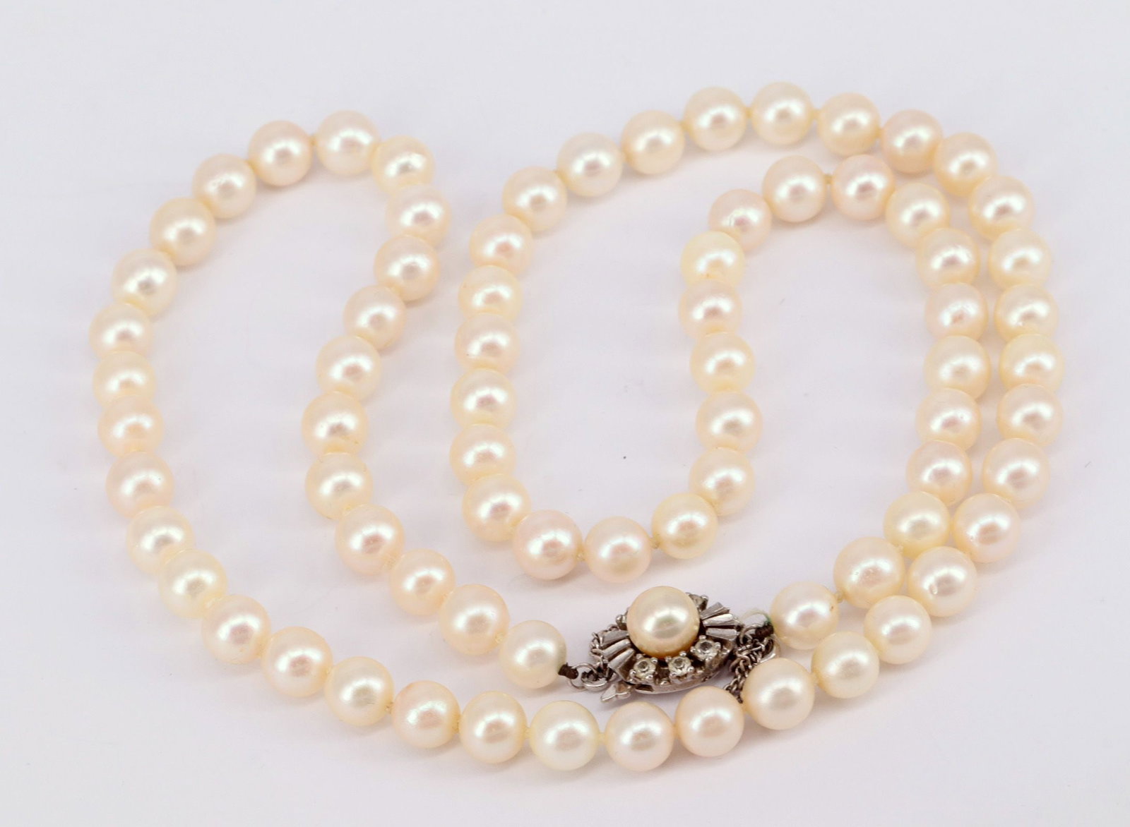 Pearl necklace, clasp silver - 2