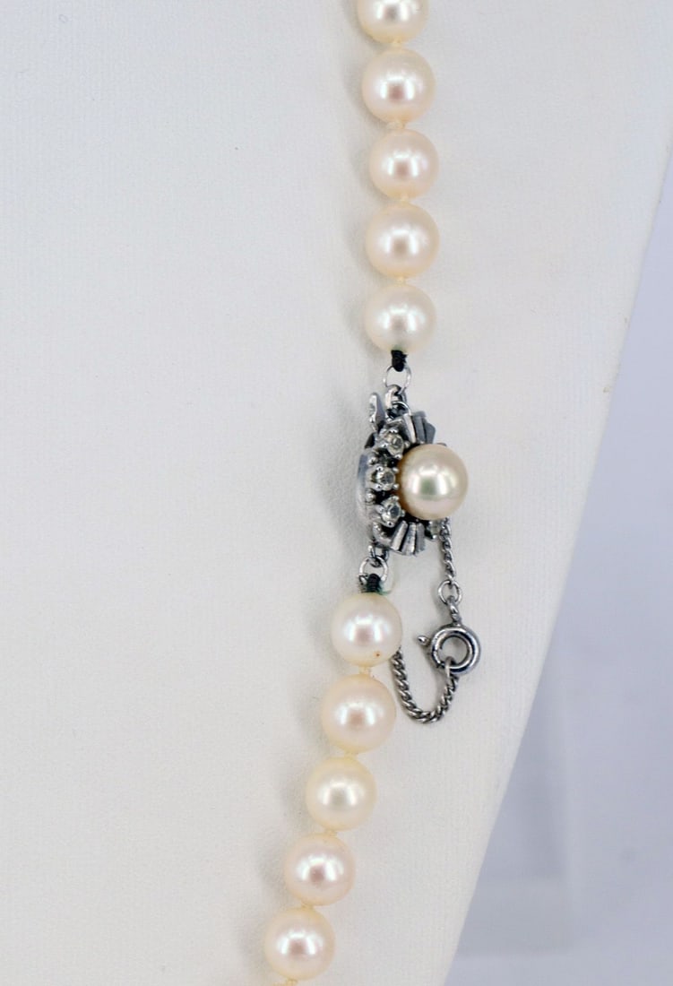Pearl necklace, clasp silver - 3