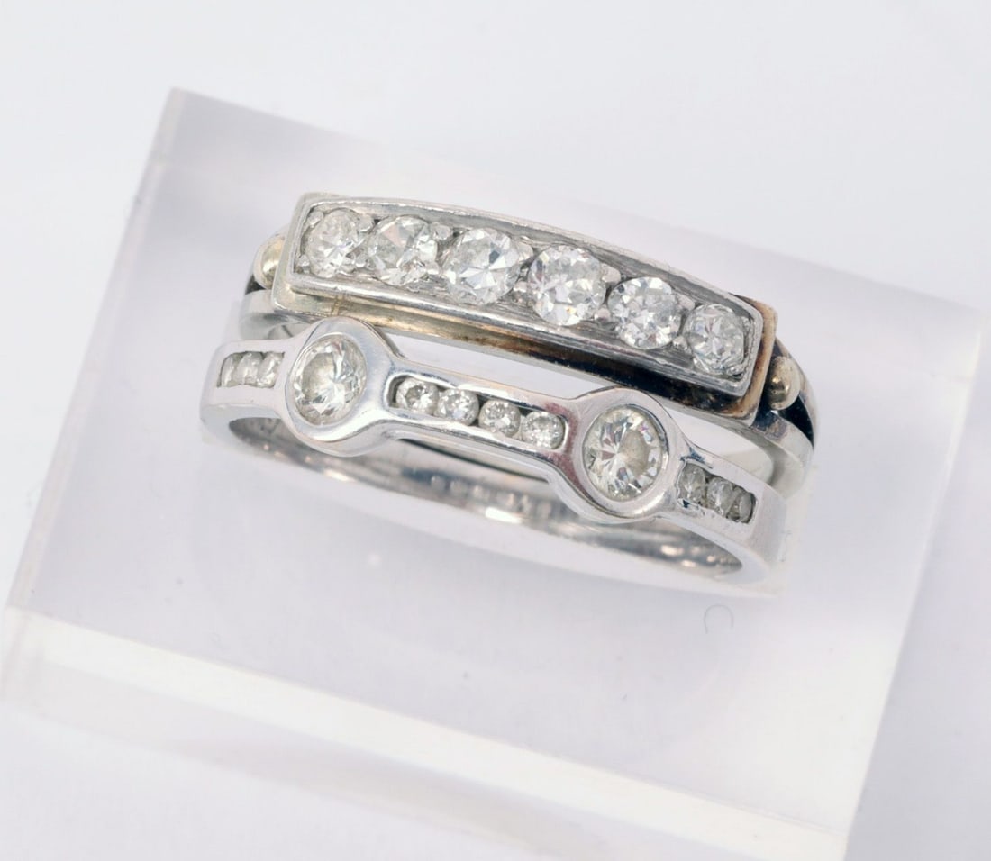 2 rings: Ring, 750 white gold, 2.66 g - 4