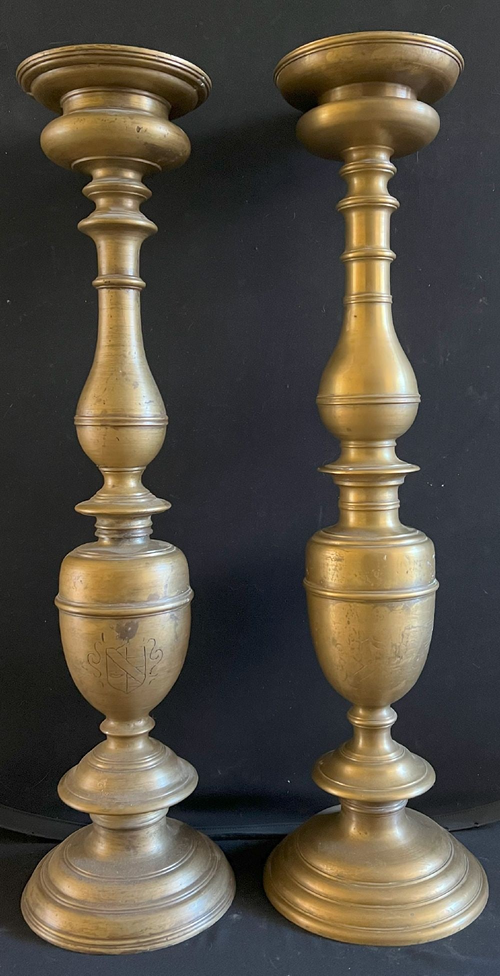 Pair of very stately church candlesticks or altar - 3