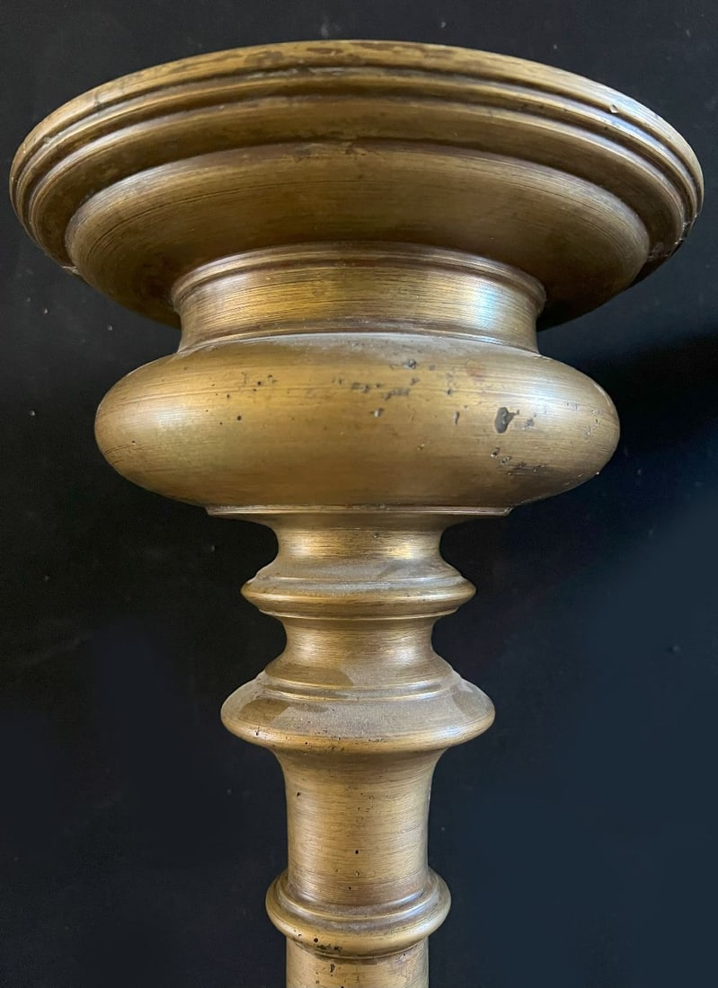 Pair of very stately church candlesticks or altar - 5