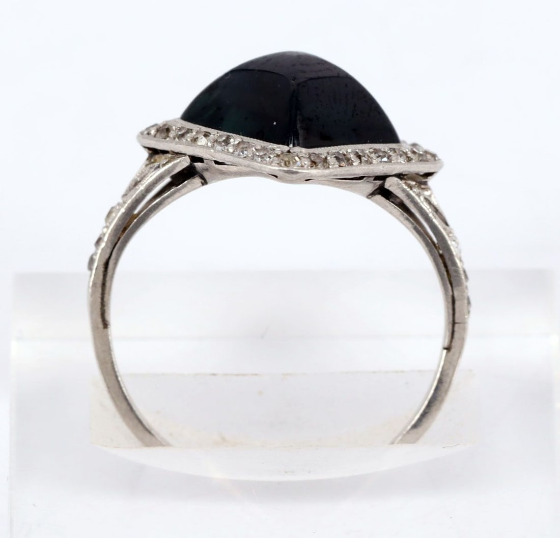 Ring, 18k white gold (tested), with onyx - 2