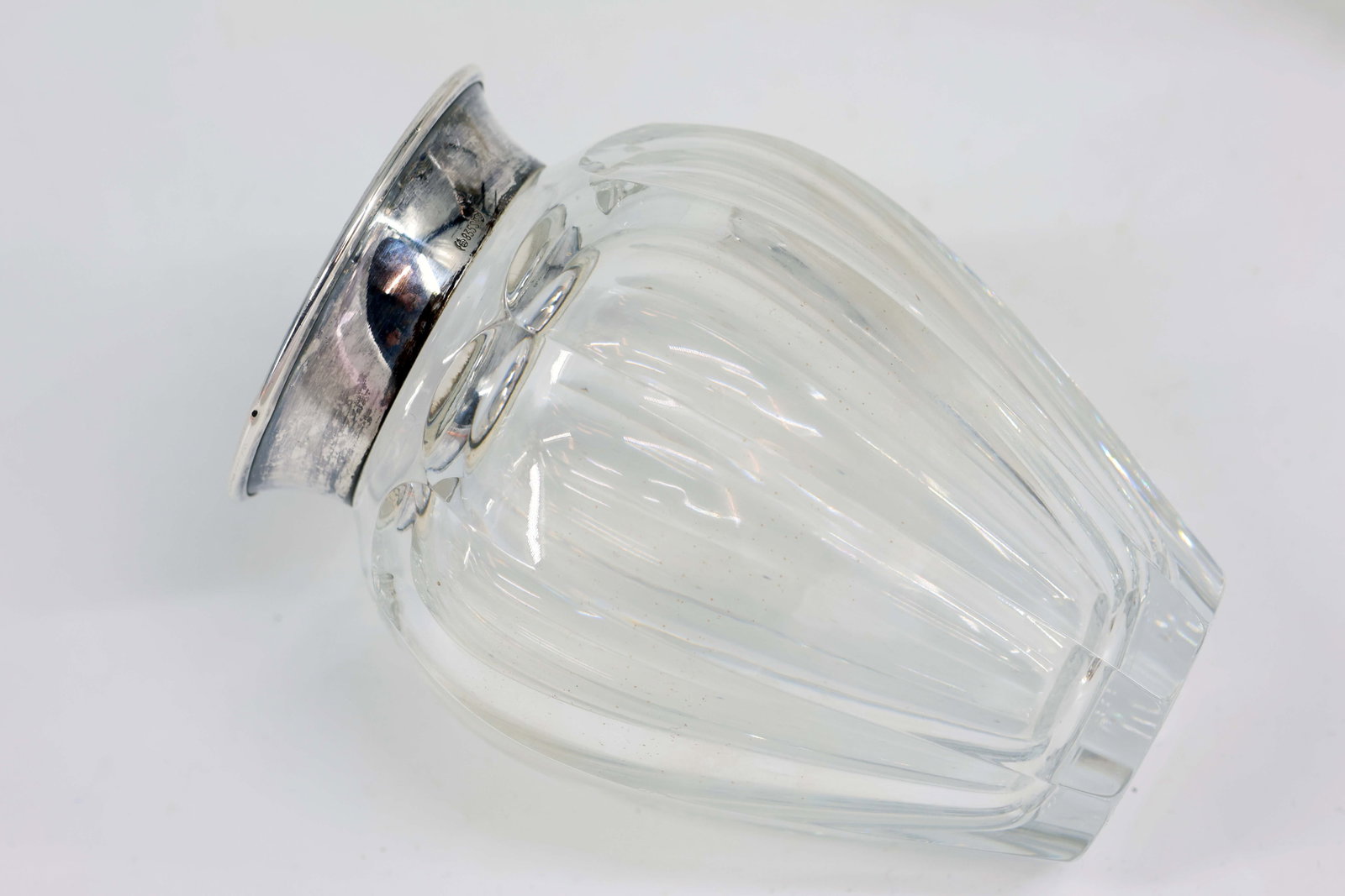 2 x glass with silver, signs of age. Carafe, - 2