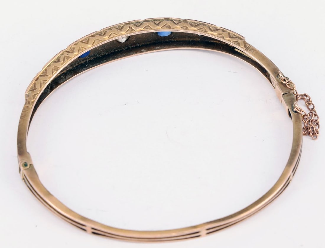 Bangle, 333 rose gold, 9.94 g. With sapphires - 2