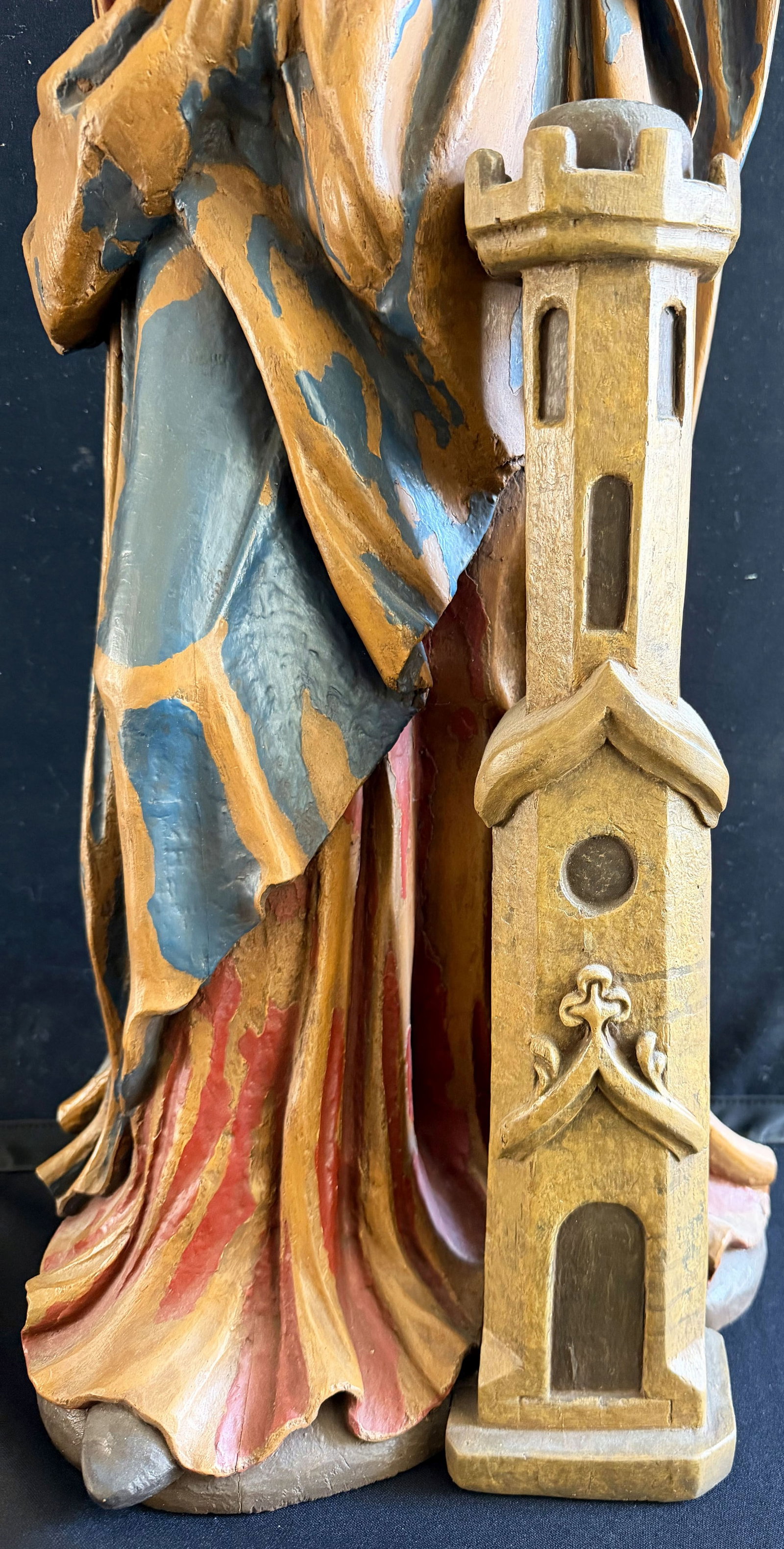 Large statue of Saint Barbara with crown, - 3