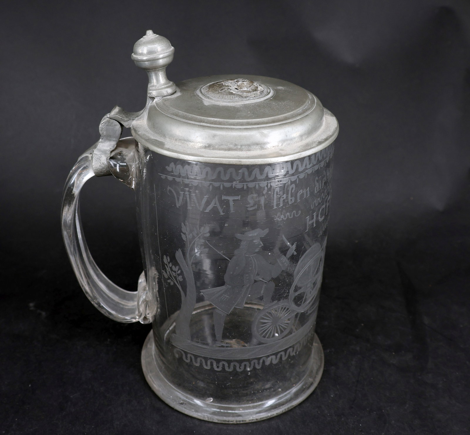 Glass jug, dated 1755, with a figurative scene - 2