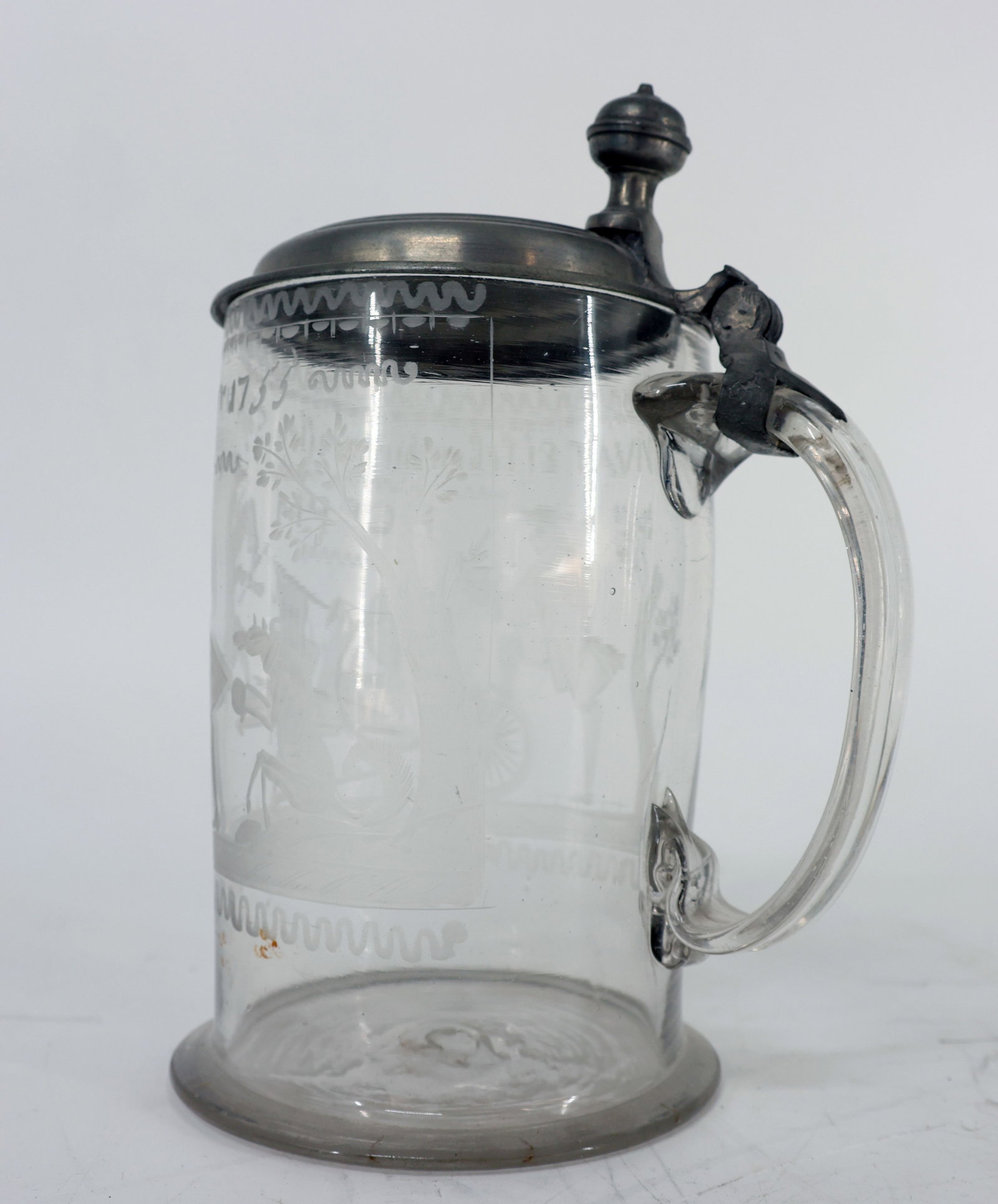 Glass jug, dated 1755, with a figurative scene - 4