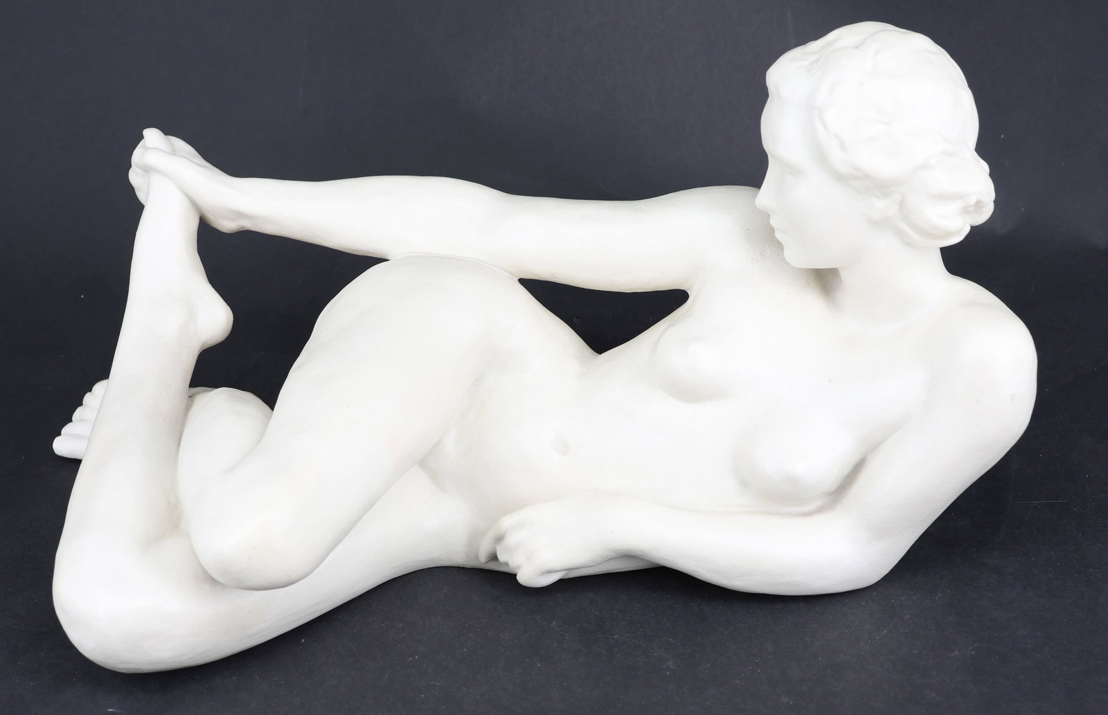 Rosenthal Nude Porcelain: Fritz Klimsch (1870–1960), Rosenthal “Die Liegende” Rosenthal, Germany, Selb Art Department, designed around 1934, bisque porcelain, signed “F Klimsch” on the base,