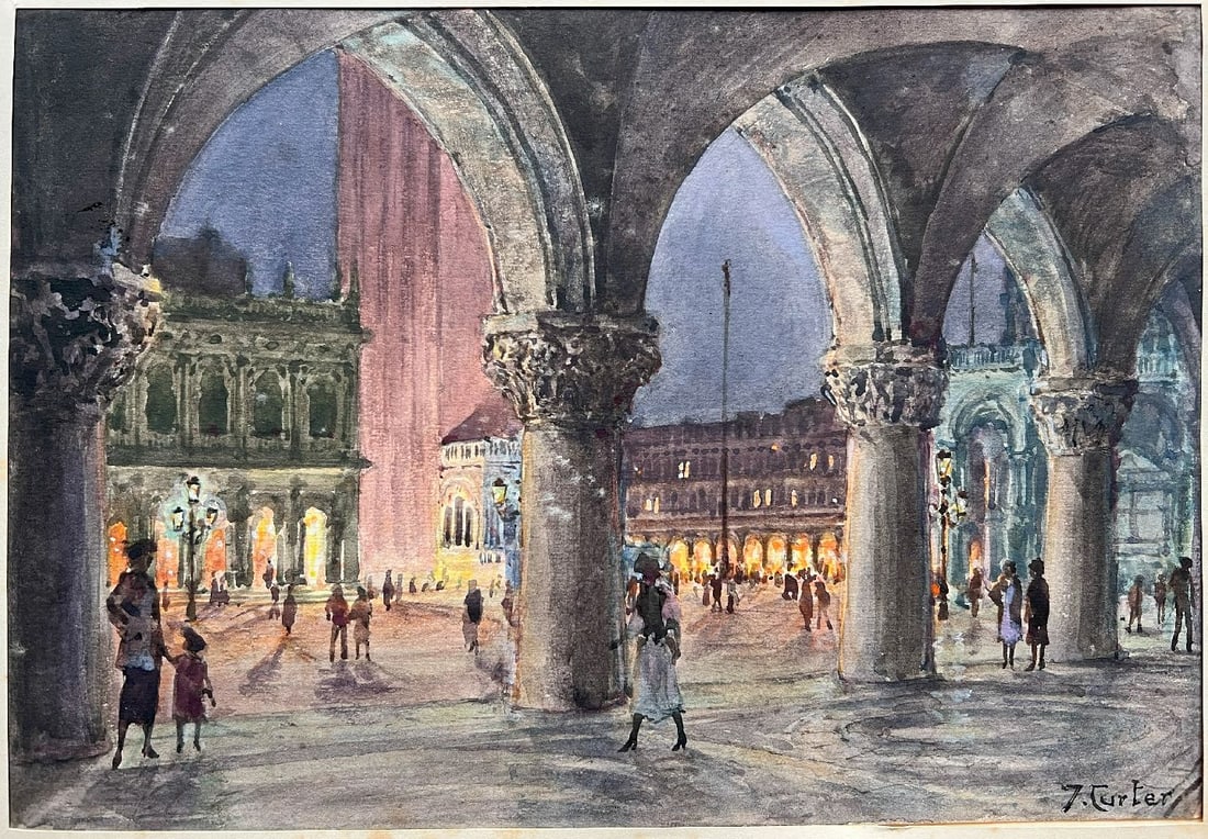 Z. Curter et al, 7 views of Venice, watercolours, - 2