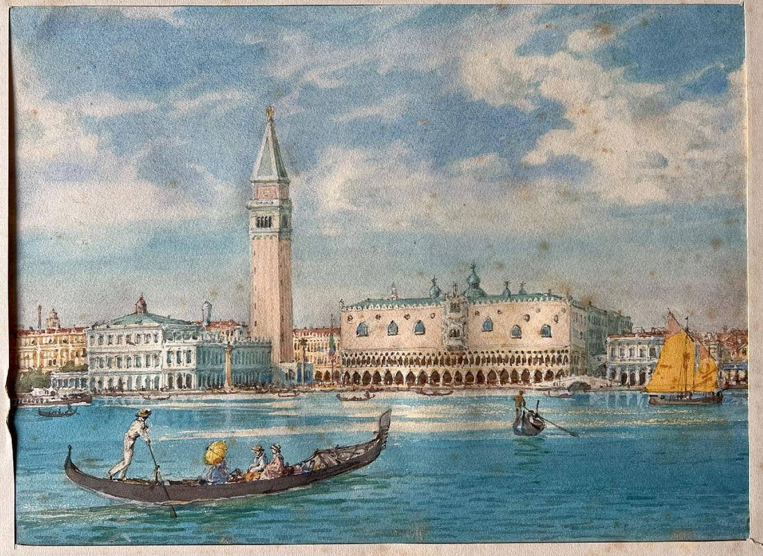 Z. Curter et al, 7 views of Venice, watercolours, - 5