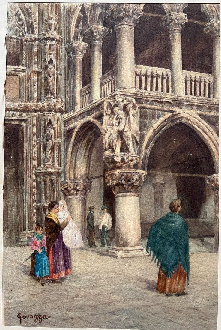 Z. Curter et al, 7 views of Venice, watercolours, - 8