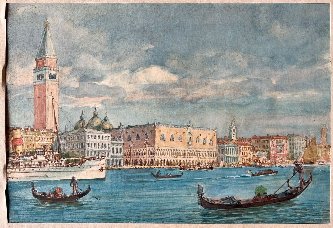 Z. Curter et al, 7 views of Venice, watercolours, - 9
