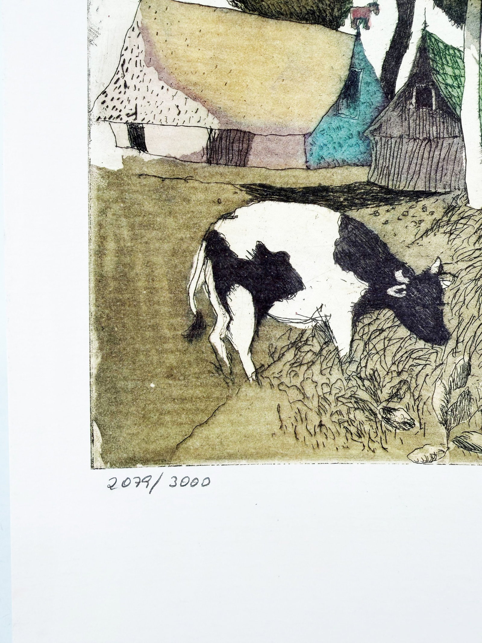 Janosch, Girl with Fiddle and Cow, color offset print - 2