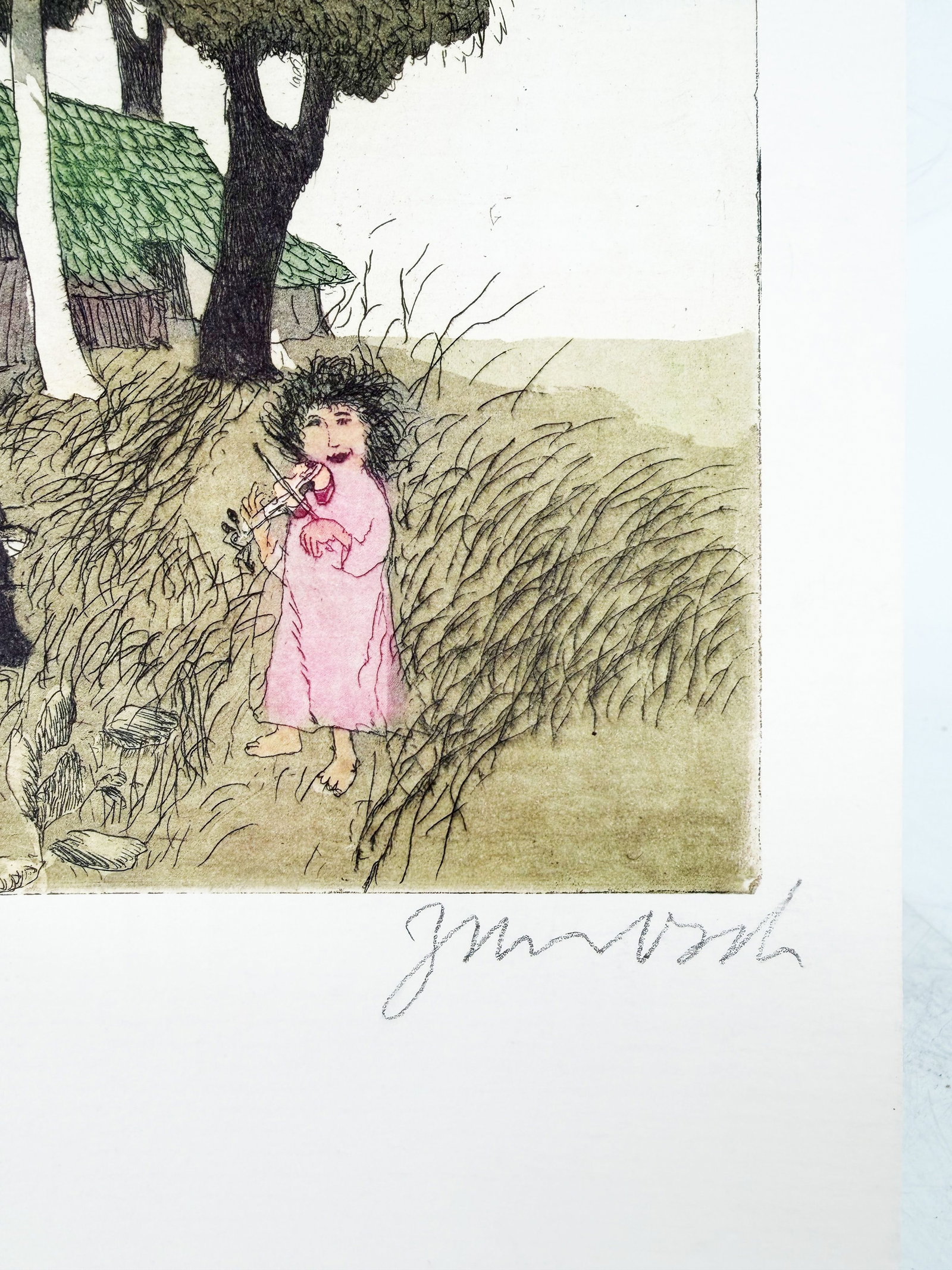 Janosch, Girl with Fiddle and Cow, color offset print - 4