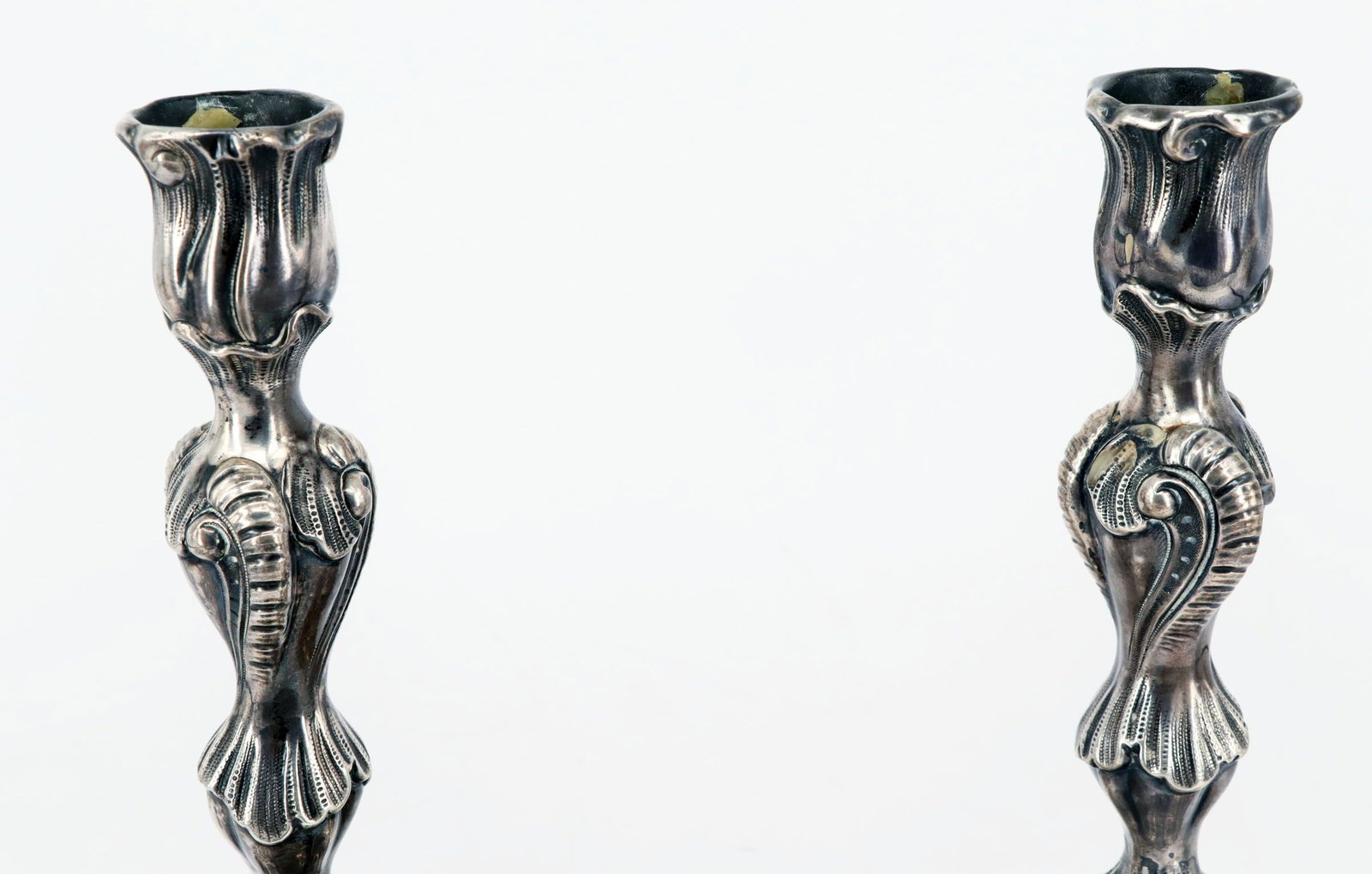 Pair of candlesticks, silver - 3