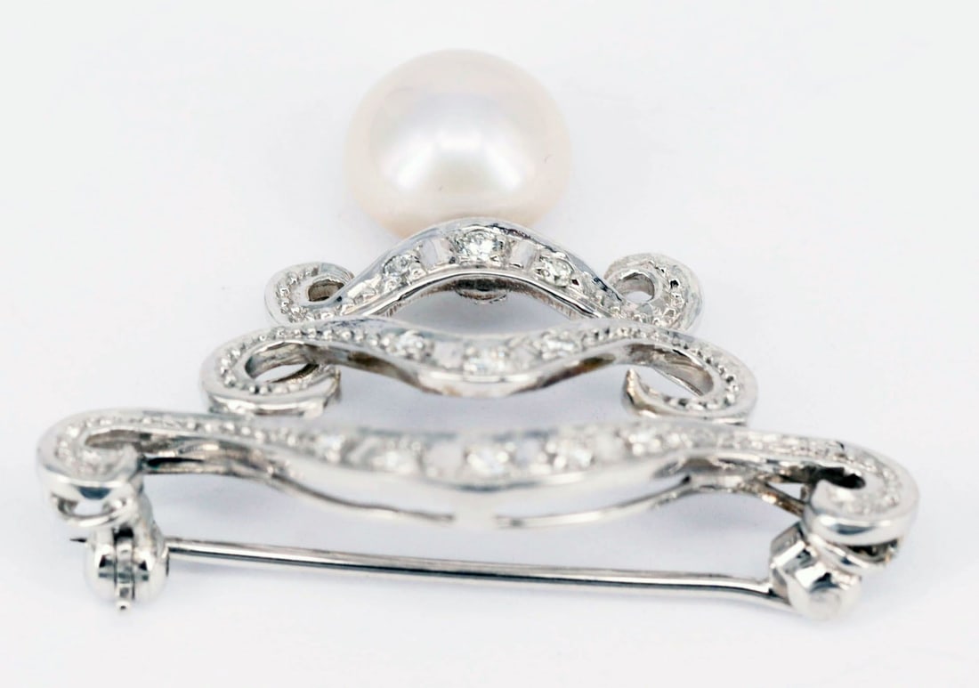 Brooch, 14k white gold, 5.4 g. - 3