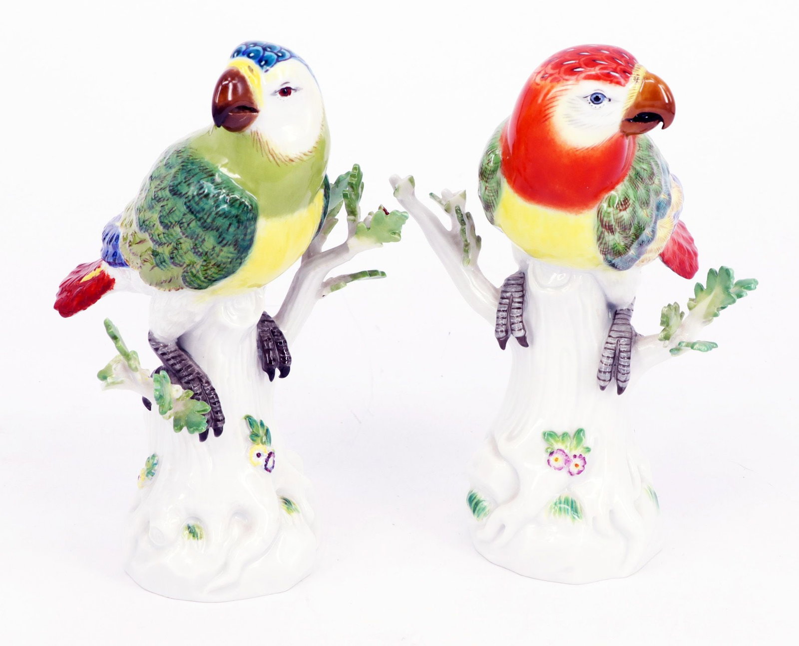 Meissen, two parrots, porcelain, polychrome, - 3