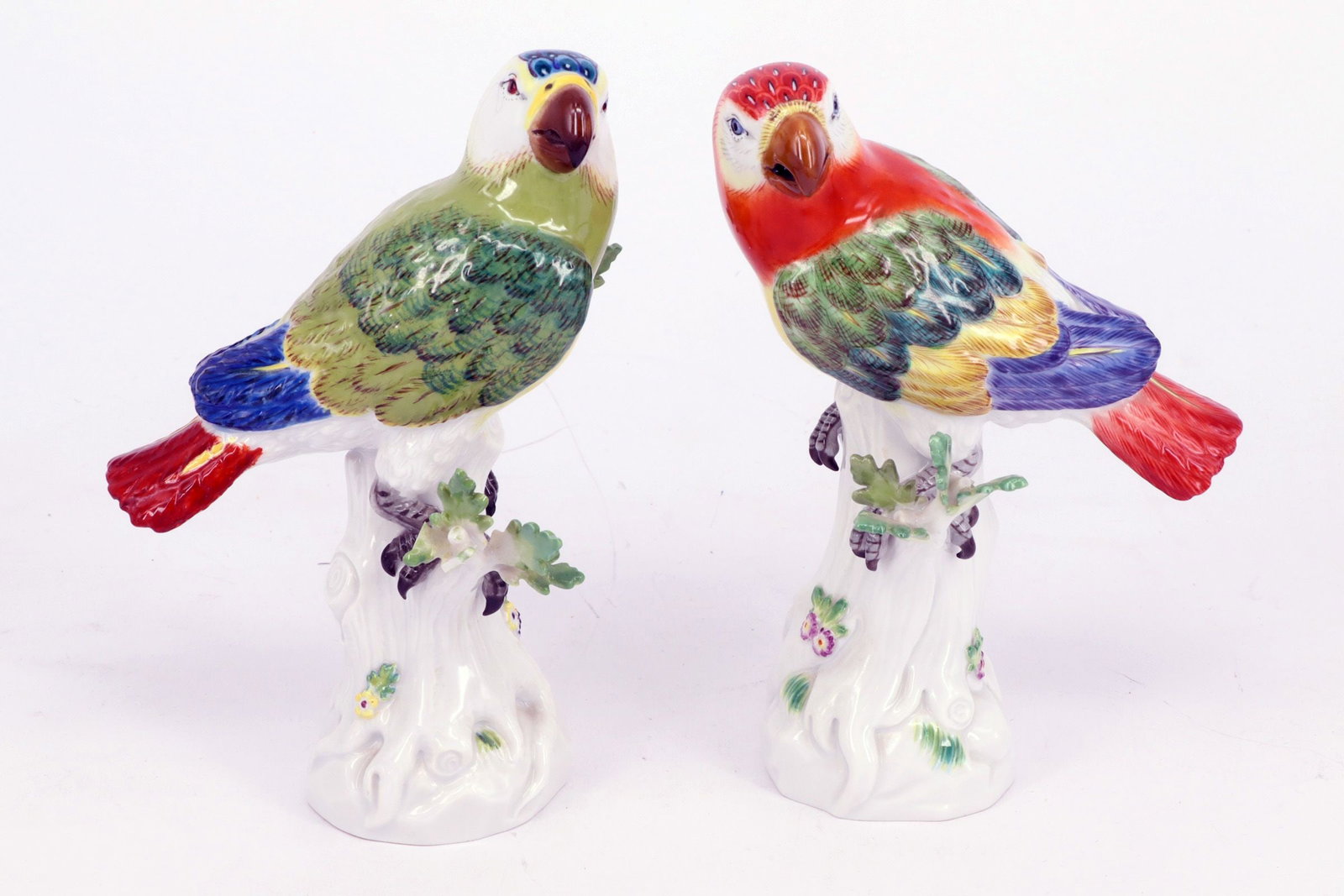 Meissen, two parrots, porcelain, polychrome, - 4