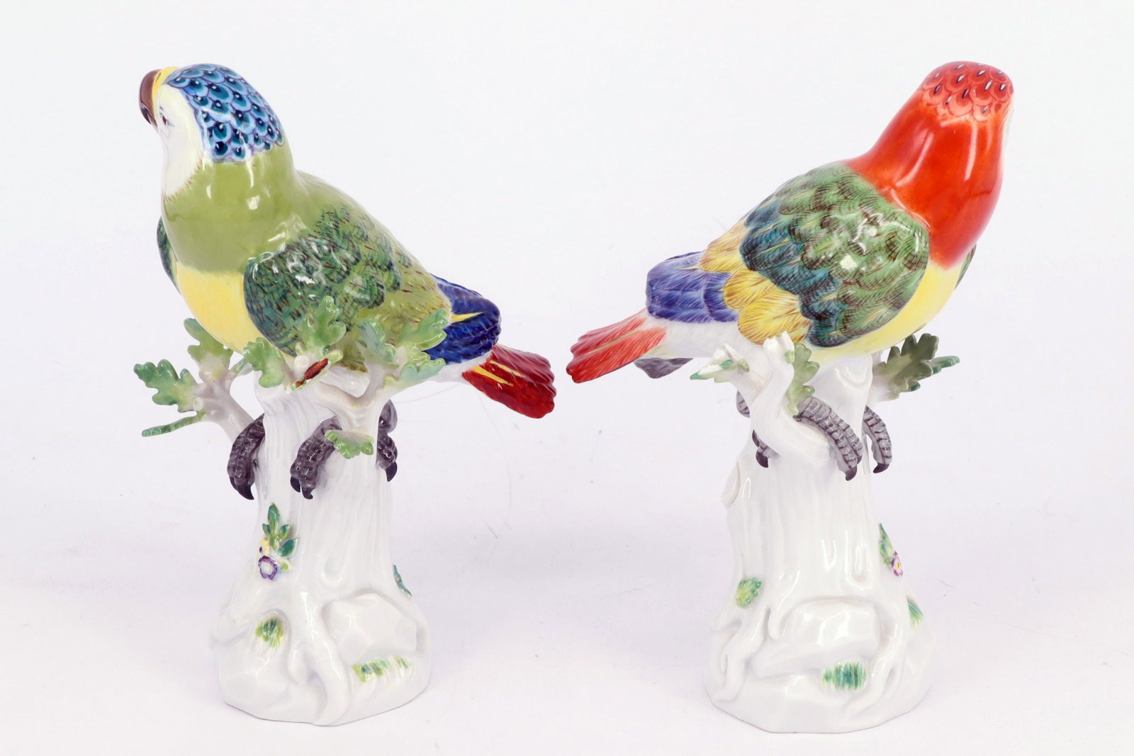 Meissen, two parrots, porcelain, polychrome, - 5