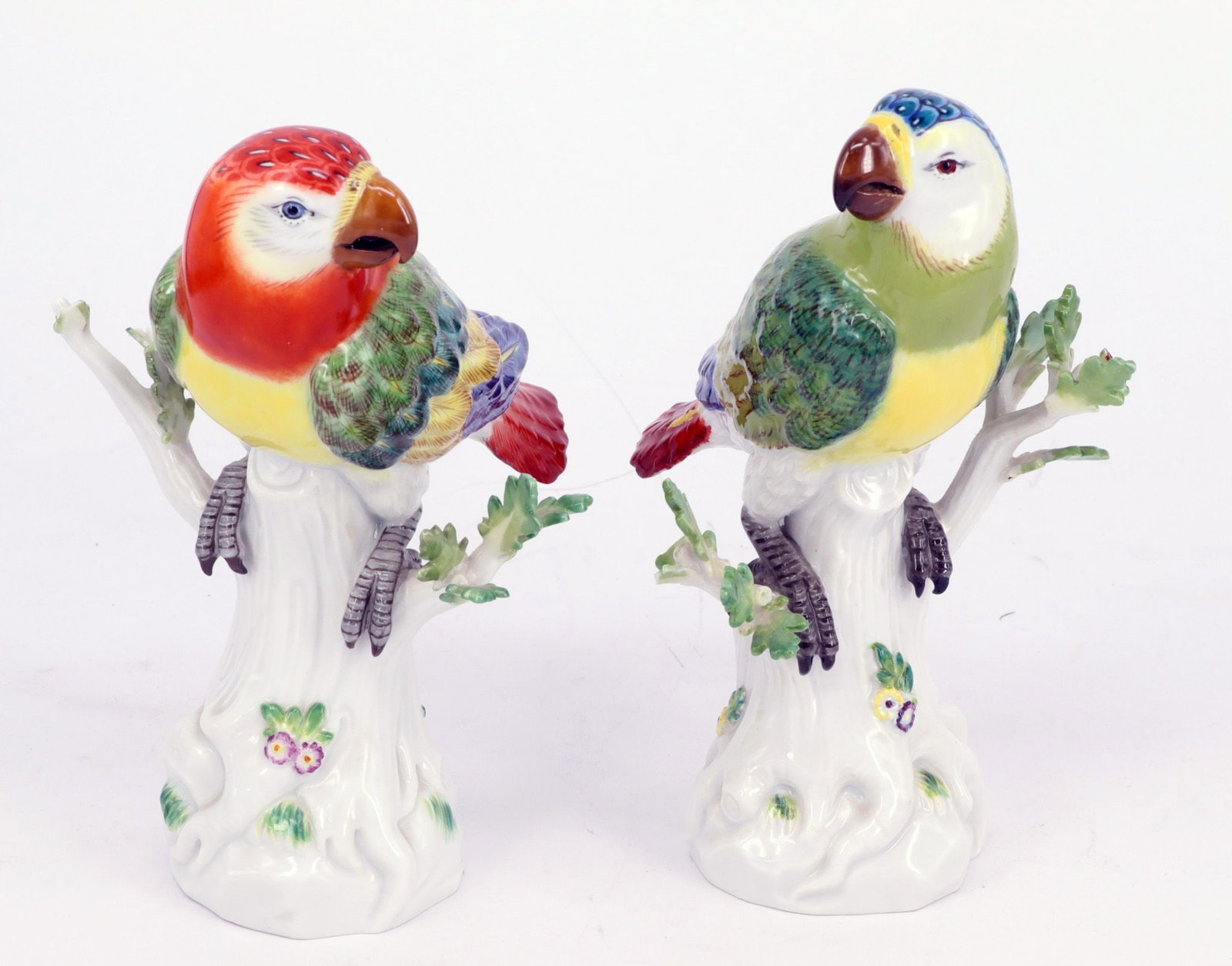 Meissen, two parrots, porcelain, polychrome, - 6