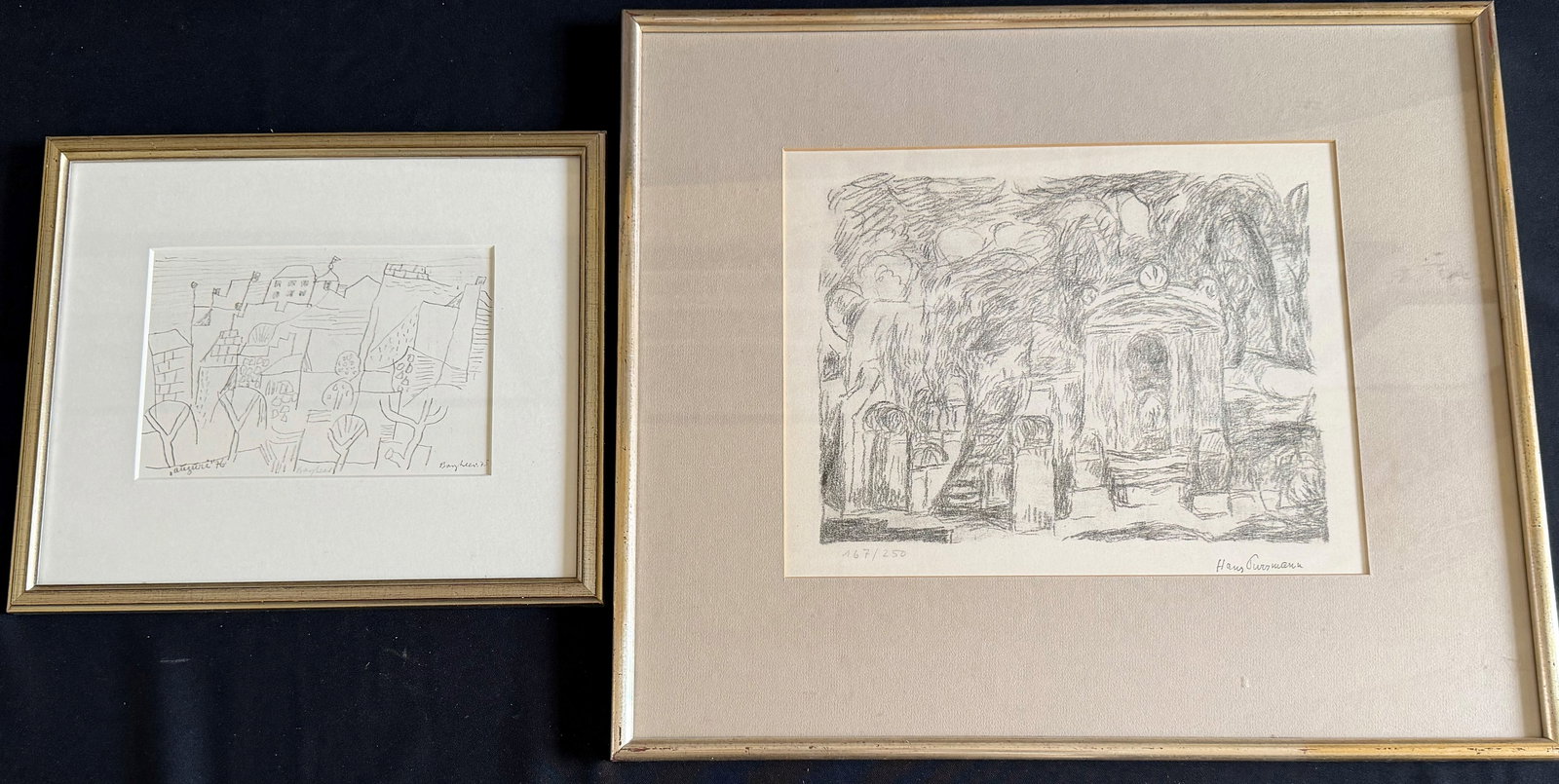 2 artworks: Hans PURRMANN (1880–1966), Garden: 2 artworks: Hans PURRMANN (1880–1966), Garden in Levanto, signed, copy 167 of 250, lithograph, image size 27 x 34 cm; Eduard BARGHEER (1901–1979), New Year’s card “Auguri
