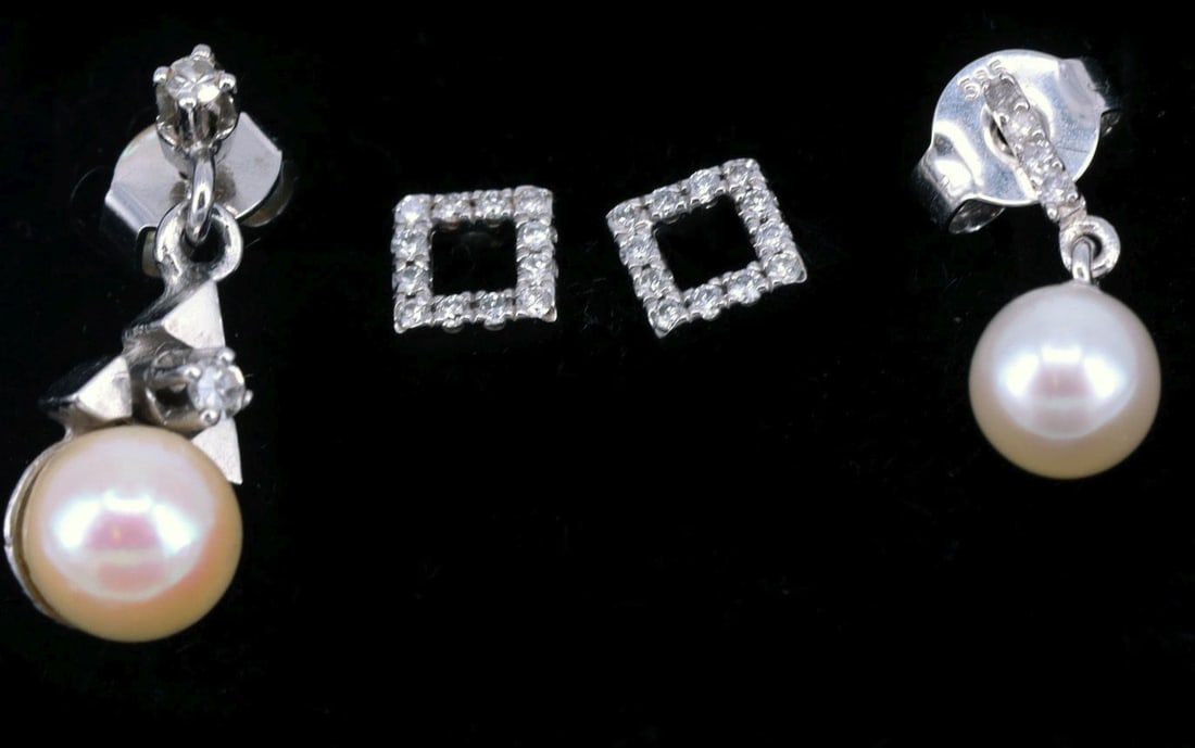 Four pairs of pretty earrings, 585 gold, 16.7 g, - 3