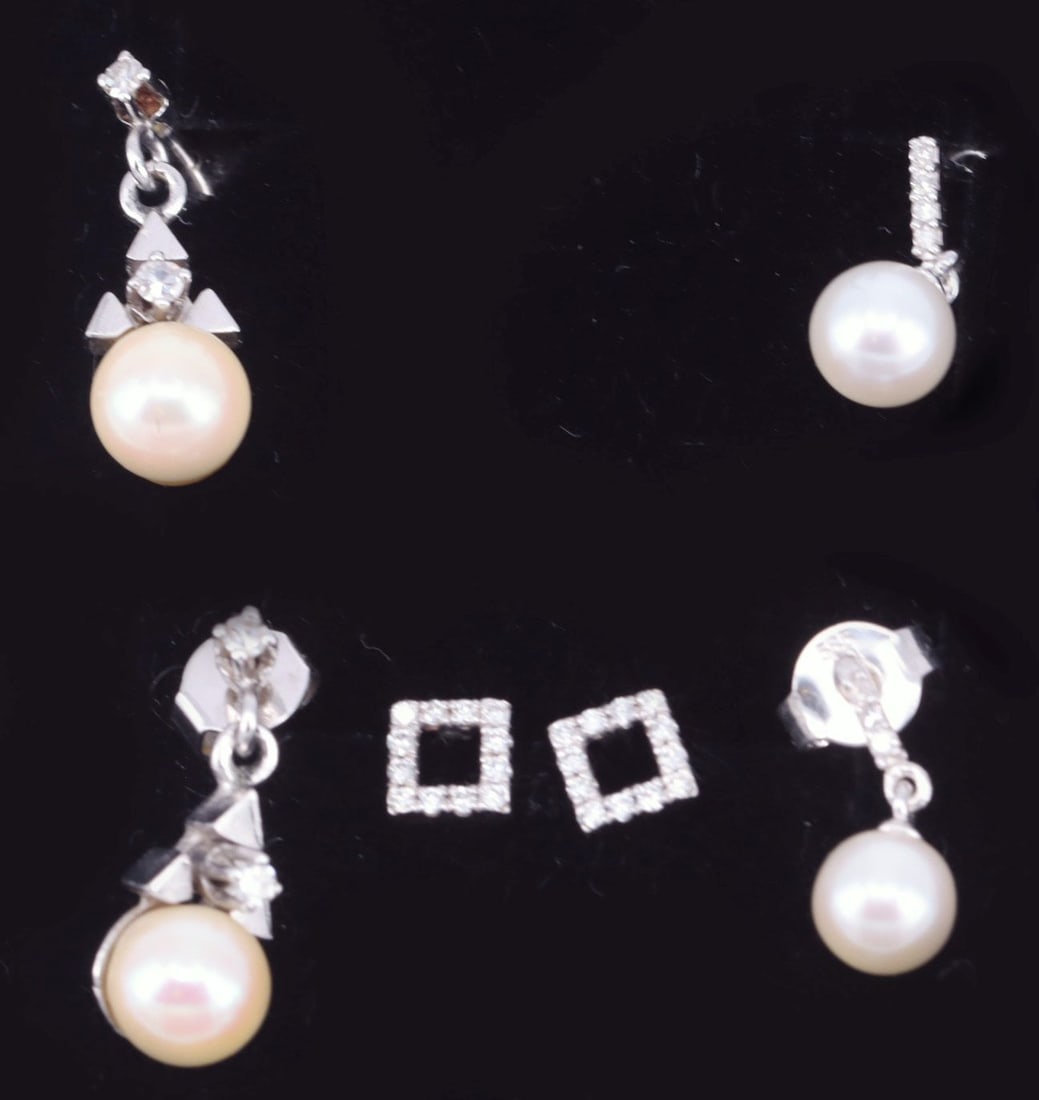 Four pairs of pretty earrings, 585 gold, 16.7 g, - 4