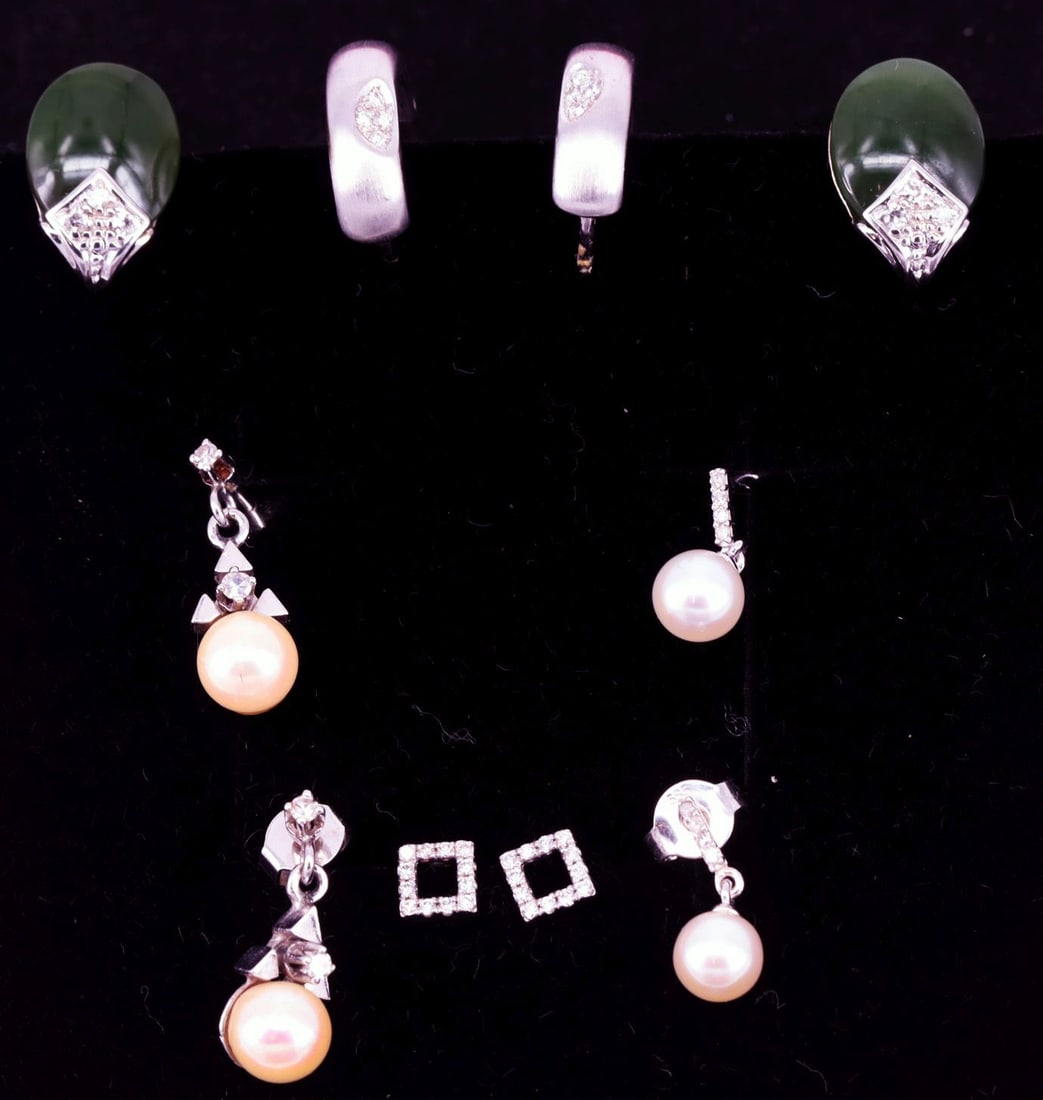 Four pairs of pretty earrings, 585 gold, 16.7 g, - 6