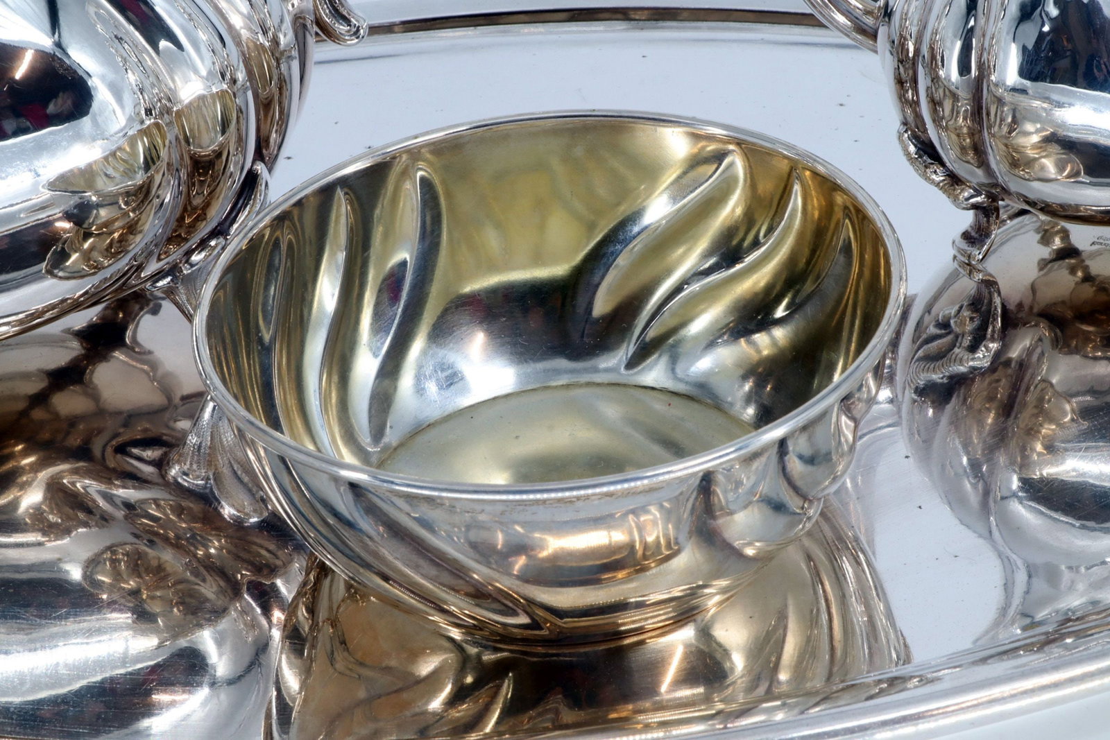 Coffee pot, mocha pot, small bowl, tray, 800 silver, - 3